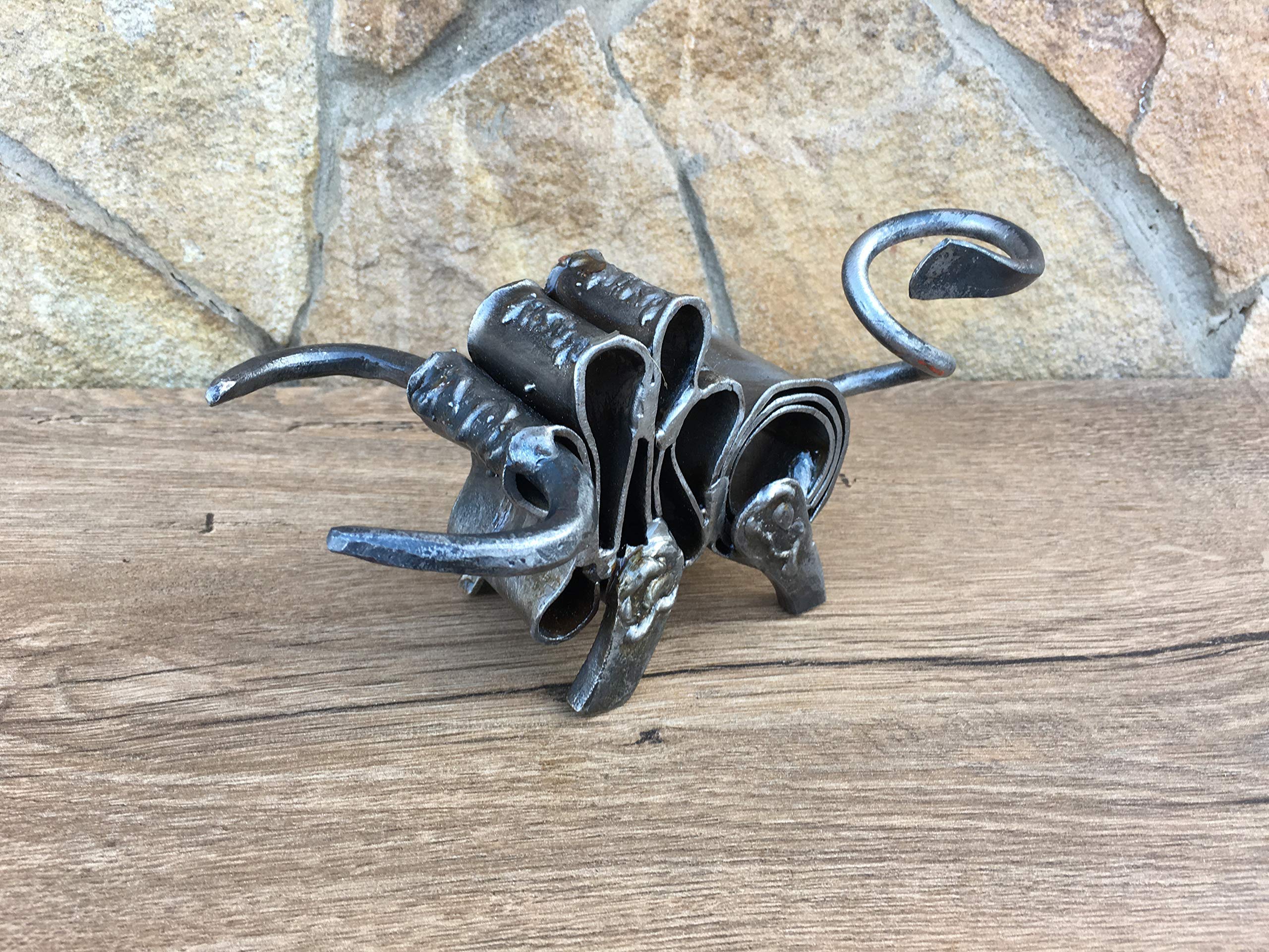 Hand Forged Iron Bull Sculpture - Unique 5th Anniversary Gift for Him, Steel Animal Statue for Home & Office Decor - Perfect Gift for Animal Lovers, Cowboy Enthusiasts & Rustic Home Decor