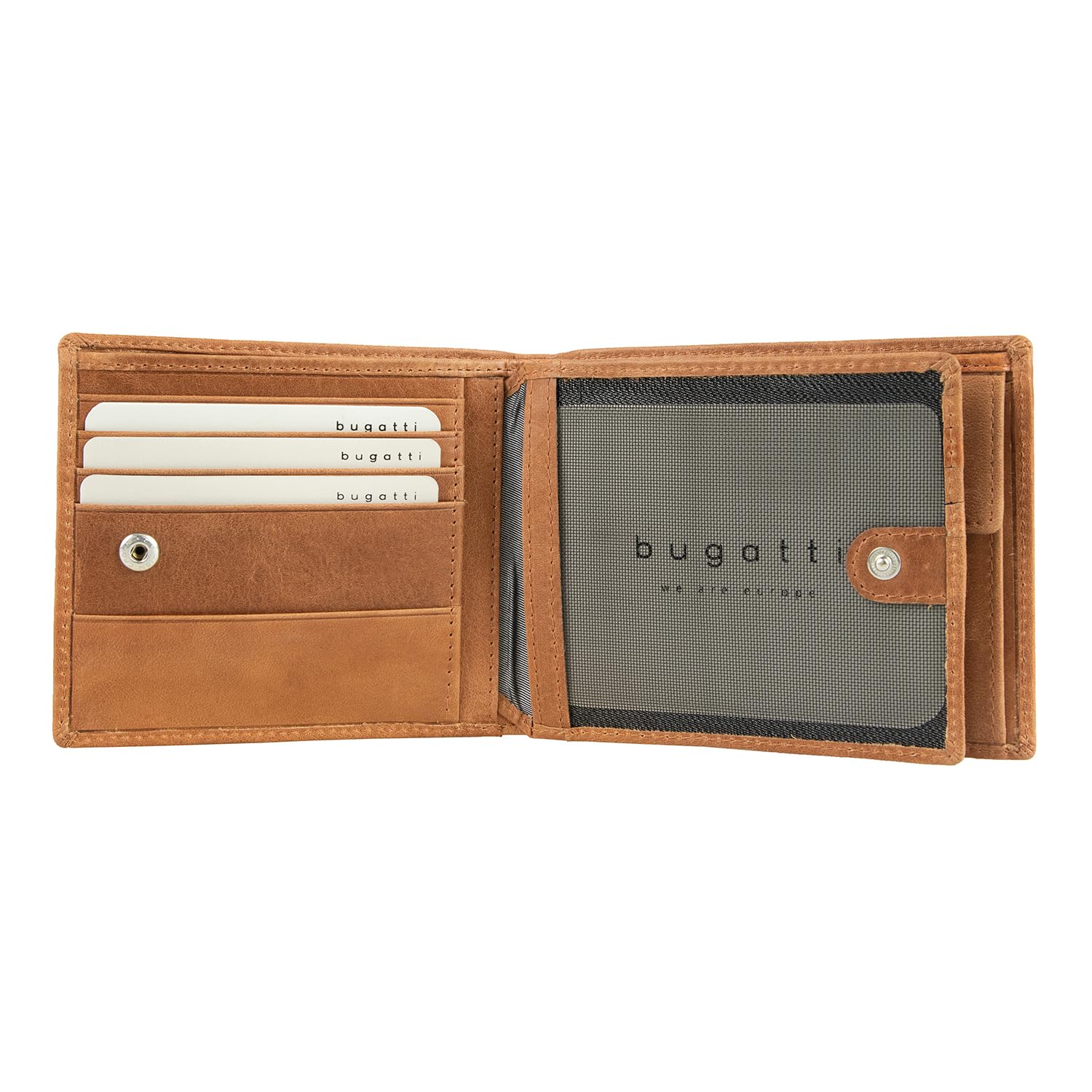 Bugatti Men's Leather Coin Purse Wallet - Slim Cognac Brown RFID Blocking Card Holder for Cash & Credit Cards | Perfect for Travel, Business & Everyday Use