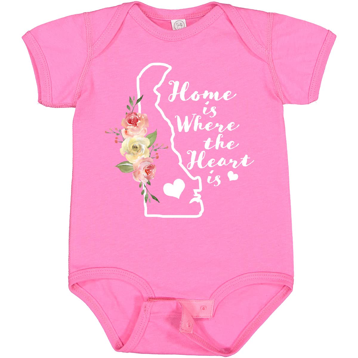 Inktastic Delaware Home is Where The Heart is Watercolor Baby Bodysuit - Soft Cotton Onesie for Newborns, Infants & Toddlers - Perfect for Family Photos, Holidays & Everyday Wear