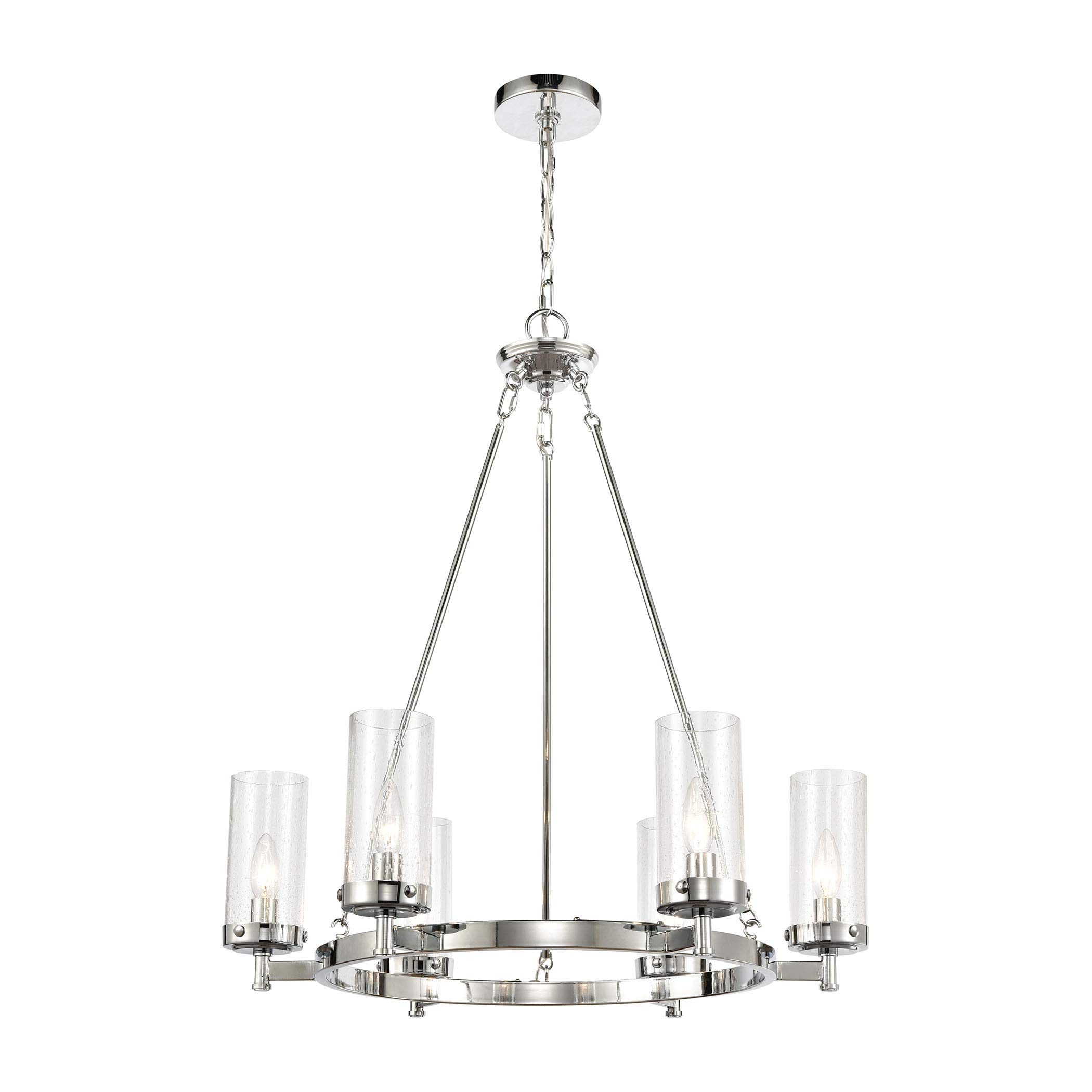 Melinda 6-Light Chandelier in Polished Chrome with Seedy Glass - Elegant Dining Room Lighting Fixture for Home Decor