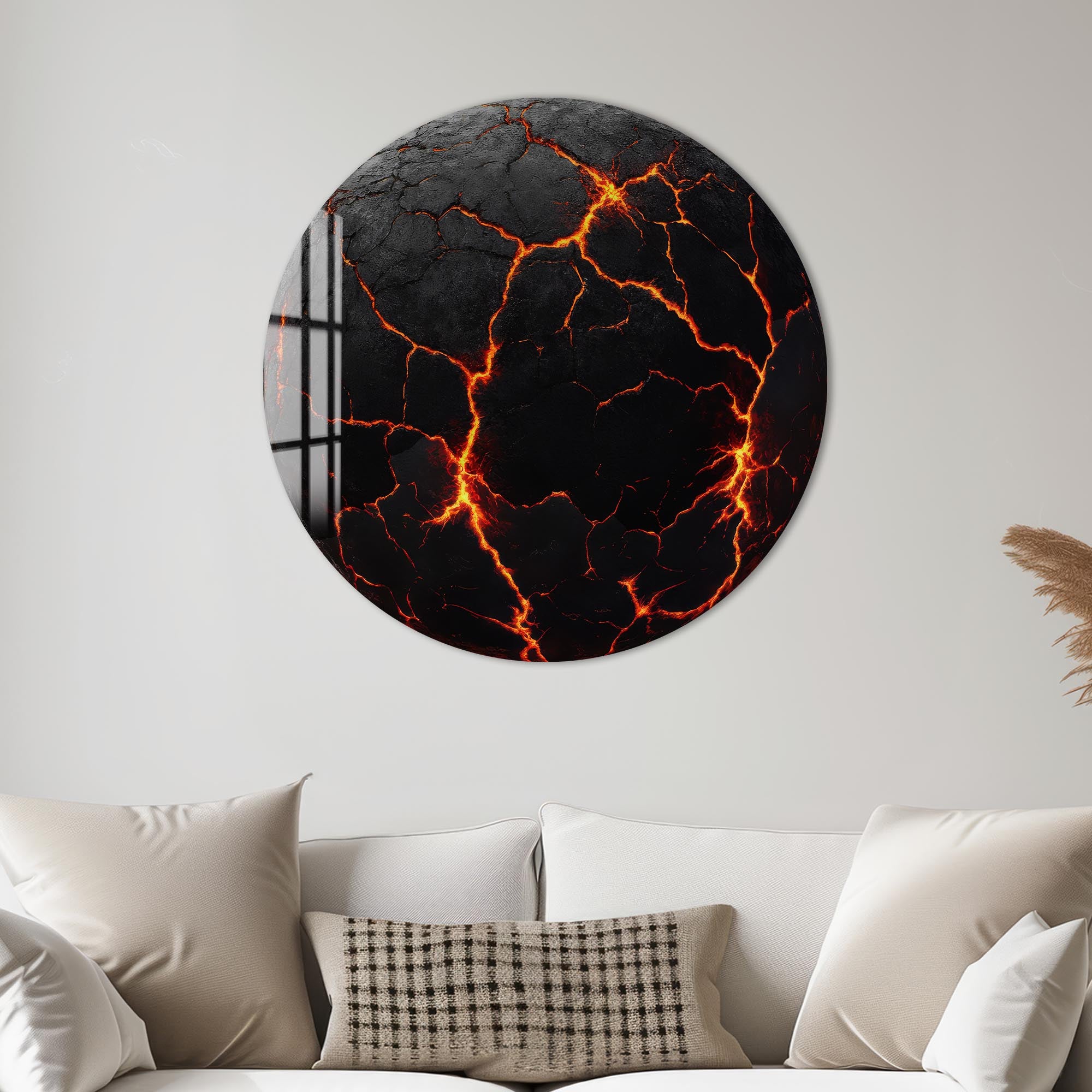 Lava Rounded Glass Wall Art - Modern Abstract Home Decor for Living Room, Bedroom & Office - Shatterproof & UV Resistant - Perfect for Gifts & Interior Design
