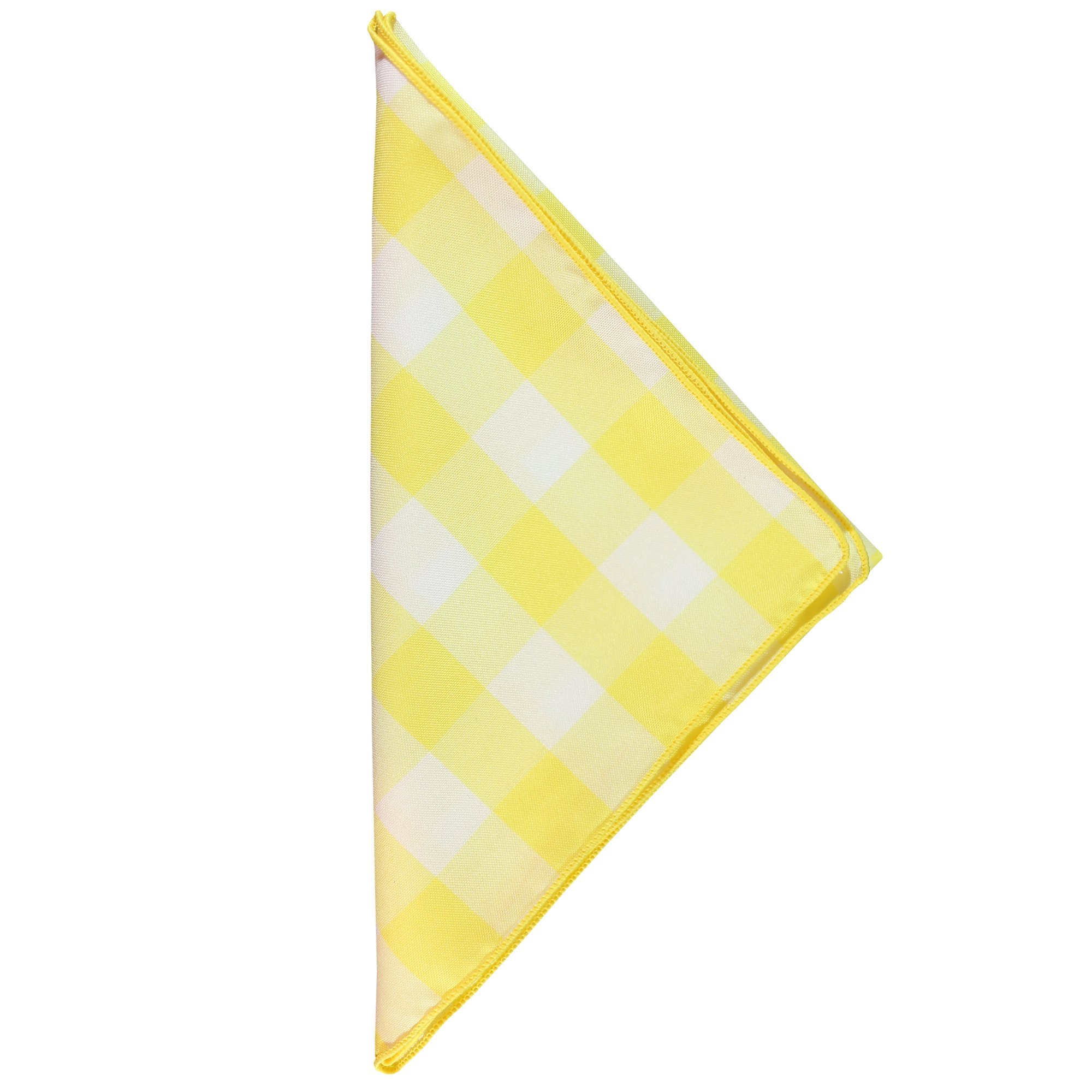 5 Dozen 10x10 Inch Polyester Checkered Cocktail Napkins - Lemon & White Bar Accessories for Parties, Weddings & Home Decor