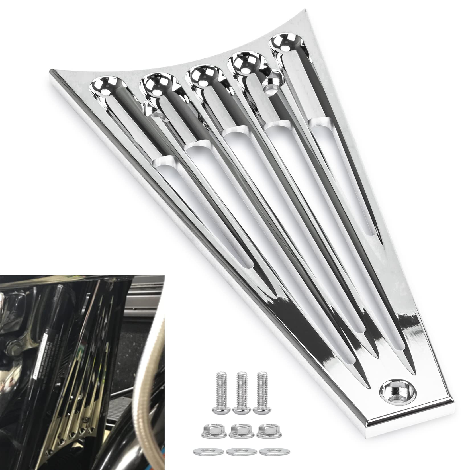 PSLER Chrome Motorcycle Edge Cut Frame Grill for Harley Touring Street Glide FLHT FLHX FLHTK FLHR FLTR Electra Glide & Road King 2009-2013 - Enhances Style & Airflow for Custom Bike Builds