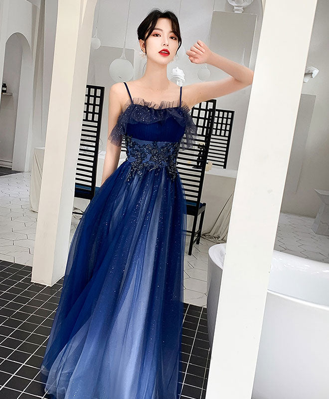Elegant Blue Sweetheart Tulle Lace Long Prom Dress - Formal Evening Gown for Homecoming, Quinceañera & Special Occasions