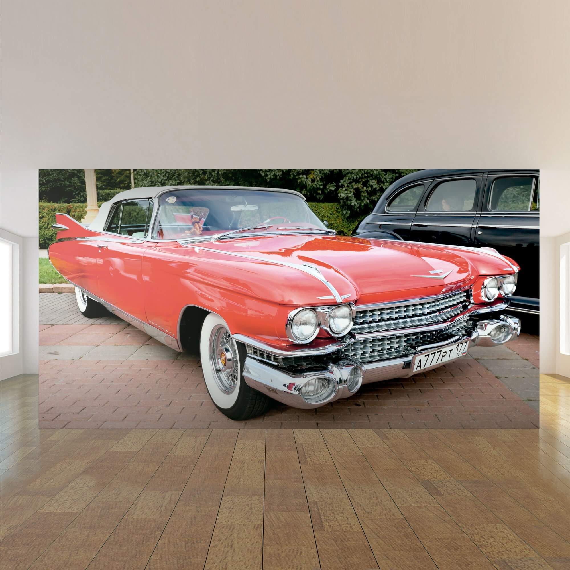 Red Car Peel and Stick Removable Wallpaper Mural 2227 - Self-Adhesive Decorative Vinyl Wall Art for Bedroom, Living Room, Nursery & Office