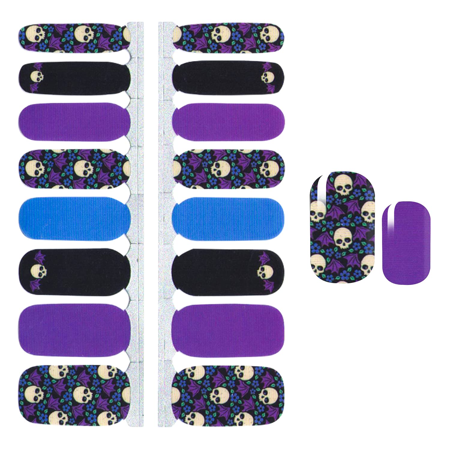 SILPECWEE Halloween Nail Wraps for Women - 5 Sheets Self Adhesive Nail Polish Strips with Skull & Ghost Designs, Includes 1 Nail File | Perfect for Halloween Parties, Costume Nails & Holiday Nail Art