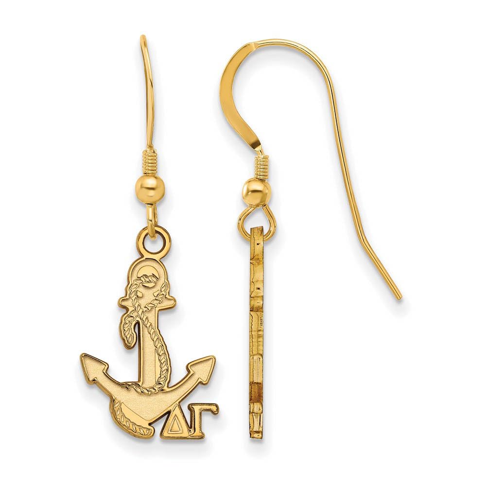 Sterling Silver Delta Gamma Dangle Earrings - Small Greek Letter Charm Jewelry for Sorority Sisters & College Students - Perfect for Graduation, Recruitment & Sisterhood Events