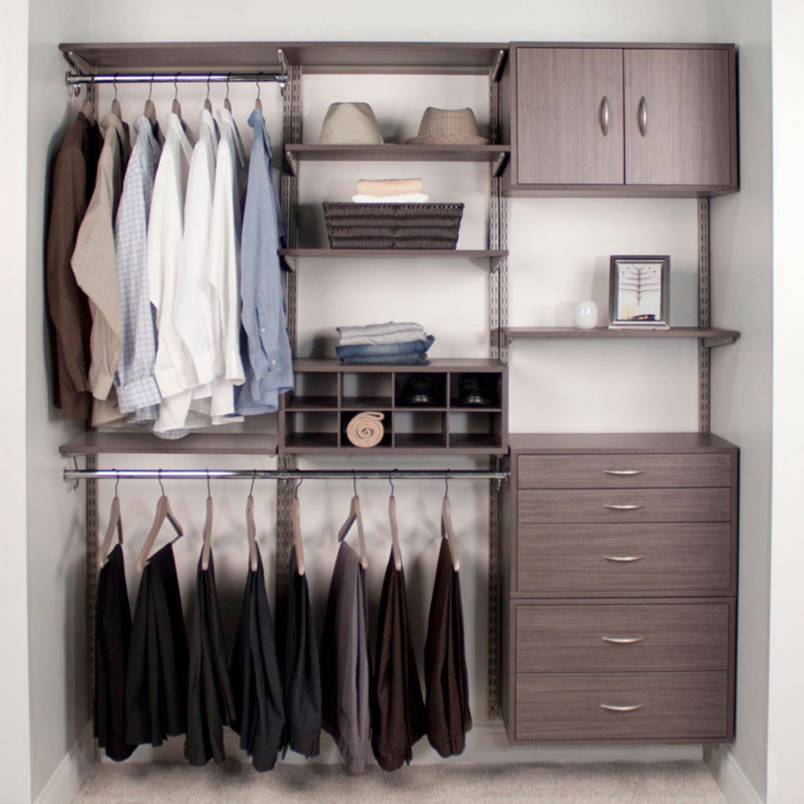 FreedomRail 2-Drawer OBox Organizer - Driftwood Finish | Closet Storage Solution for Bedroom, Bathroom & Office Organization