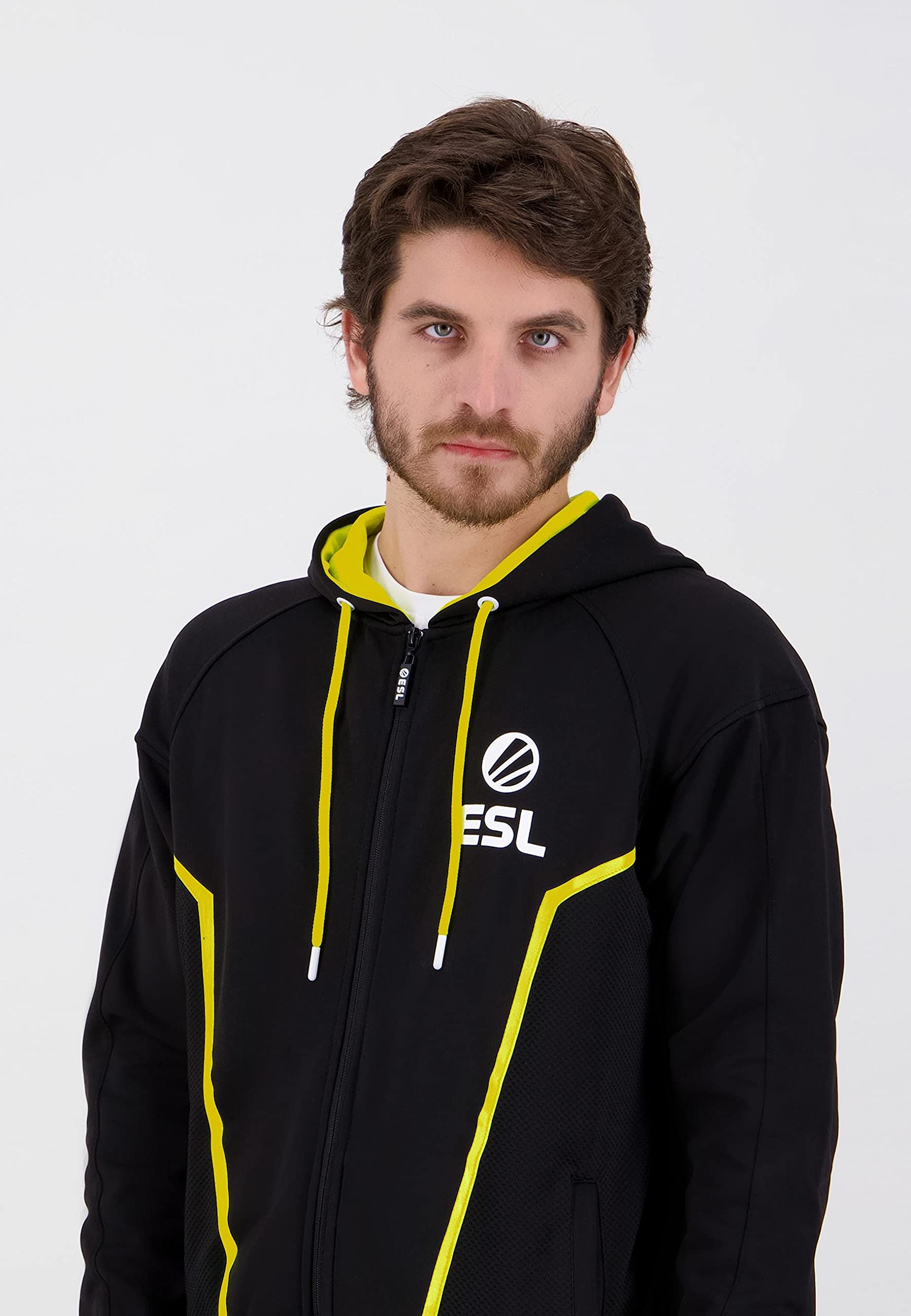 Official ESL Hoodie Teq Logo - Men's Black Zip-Up Hooded Sweatshirt Size S | Gaming Apparel for Esports Fans & Casual Wear