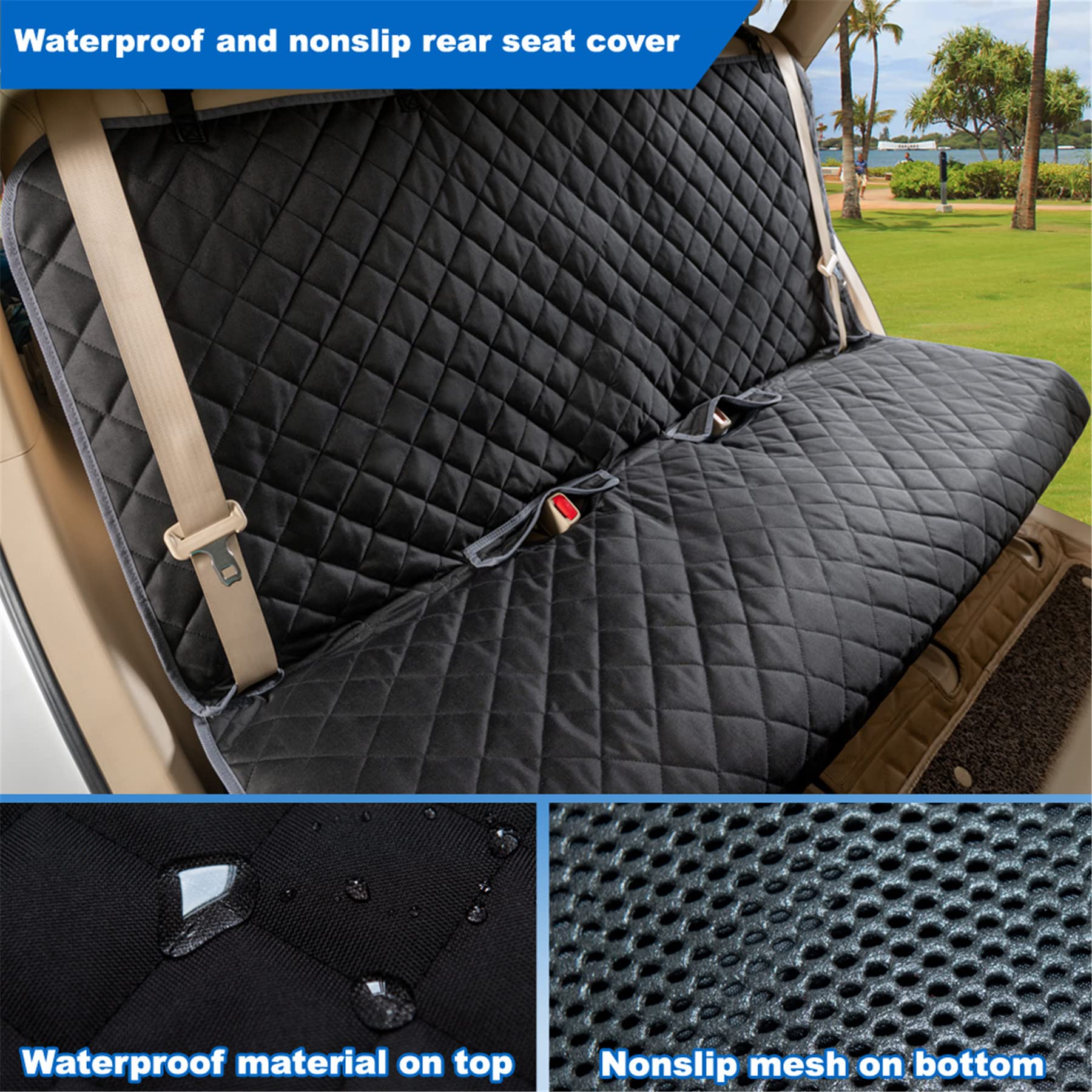 Waterproof Heavy-Duty Bench Car Seat Cover for Dogs - Non-Slip Pet Seat Protector Universal Fit for Cars, Trucks & SUVs | Perfect for Travel, Outdoor Adventures & Daily Commutes