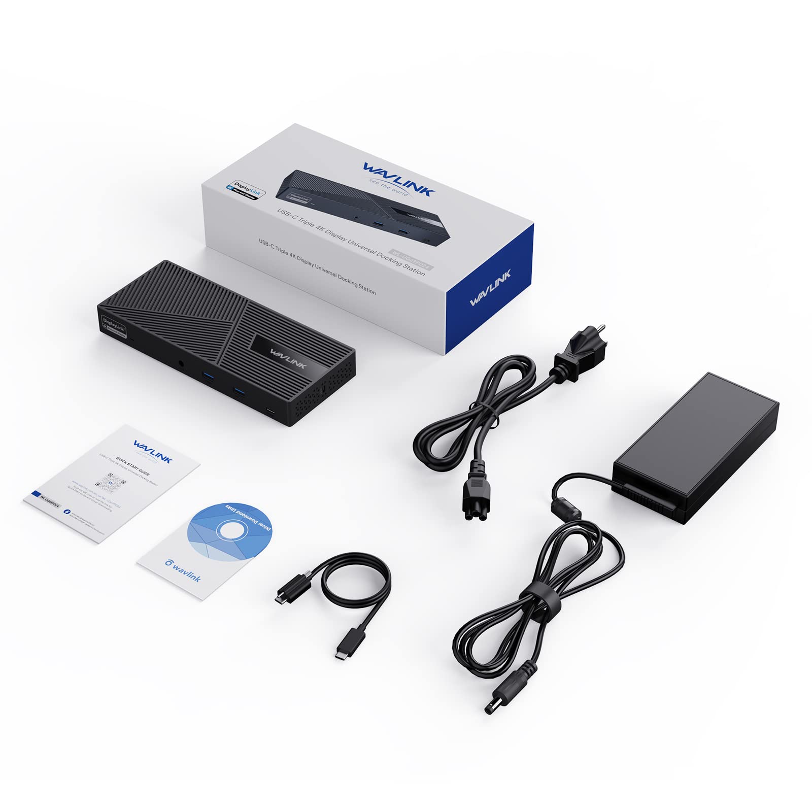 WAVLINK 12-in-1 Triple 4K DisplayLink Docking Station with Dual DP & HDMI Ports, USB A/C, PD Charging - Compatible with MacBook, Dell XPS, Steam Deck, HP, Lenovo ThinkPad, Surface Pro - Perfect for Home Office, Gaming & Multi-Monitor Workstations