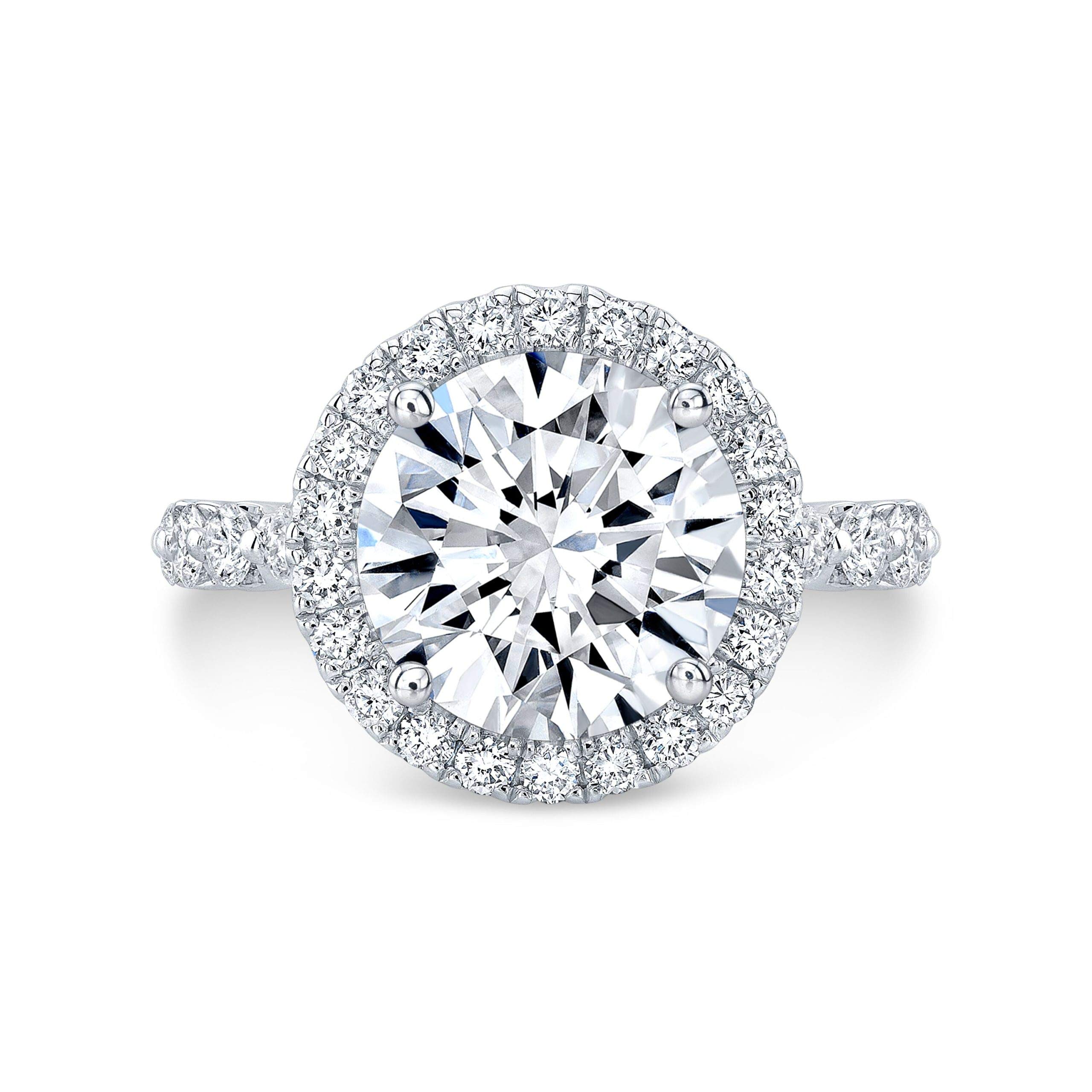 3.71TCW Round Brilliant Cut Halo Diamond Engagement Ring with Shared Prong Shank - Matching Wedding Band Set for Women, Bridal Jewelry for Anniversary, Promise & Birthday Gifts - Perfect for Proposals, Weddings & Special Occasions
