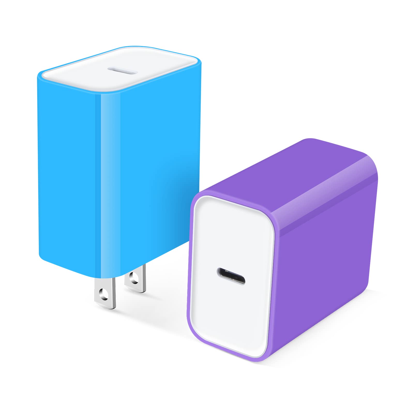 20W USB C Fast Charger Block 2-Pack - PD Wall Charger Adapter for iPhone 14/13/12/11 Pro/Max/Mini/SE/XR/XS/X/8 Plus, iPad Pro, Samsung Galaxy, Google Pixel - Perfect for Home, Office & Travel Charging