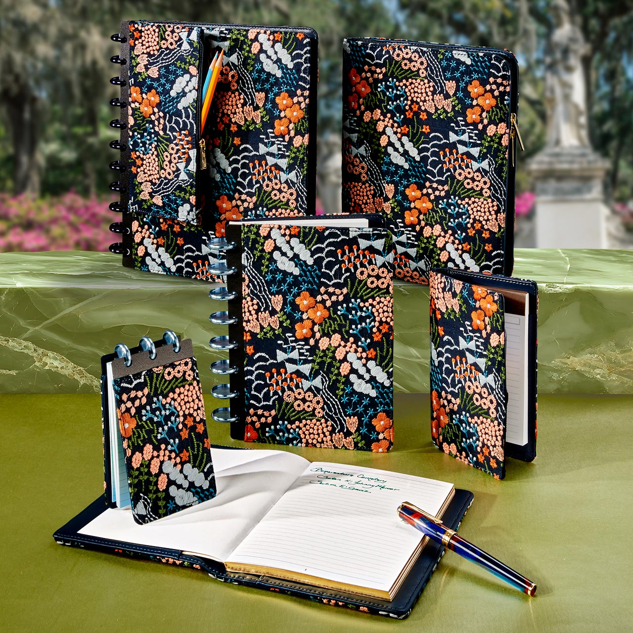 Circa Midnight Garden Zip Folio - Stylish Leather Wallet Organizer for Women & Men - Perfect for Travel, Business, and Everyday Use