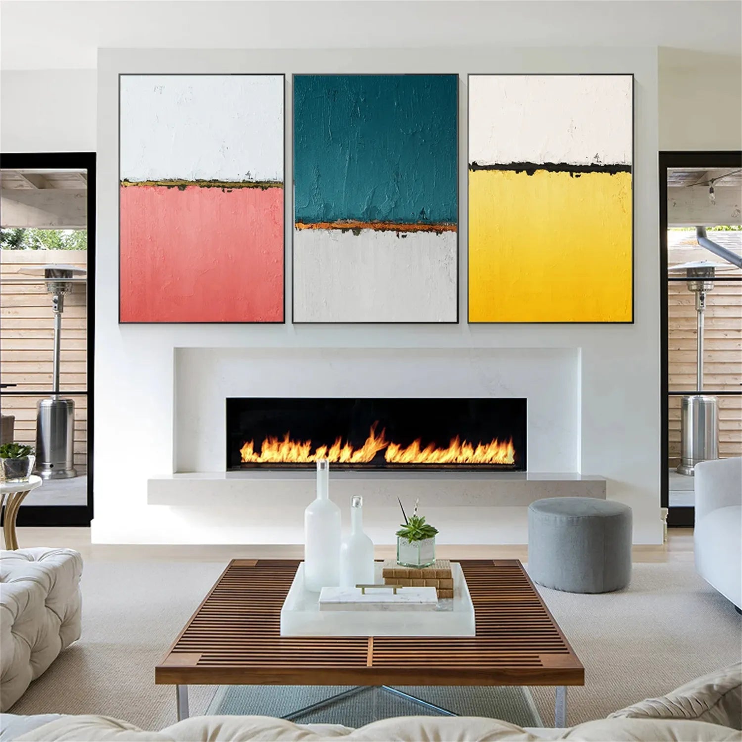 Abstract Painting Set of 3 - Modern Wall Art Canvas Prints for Living Room, Bedroom & Office Decor | #AB220