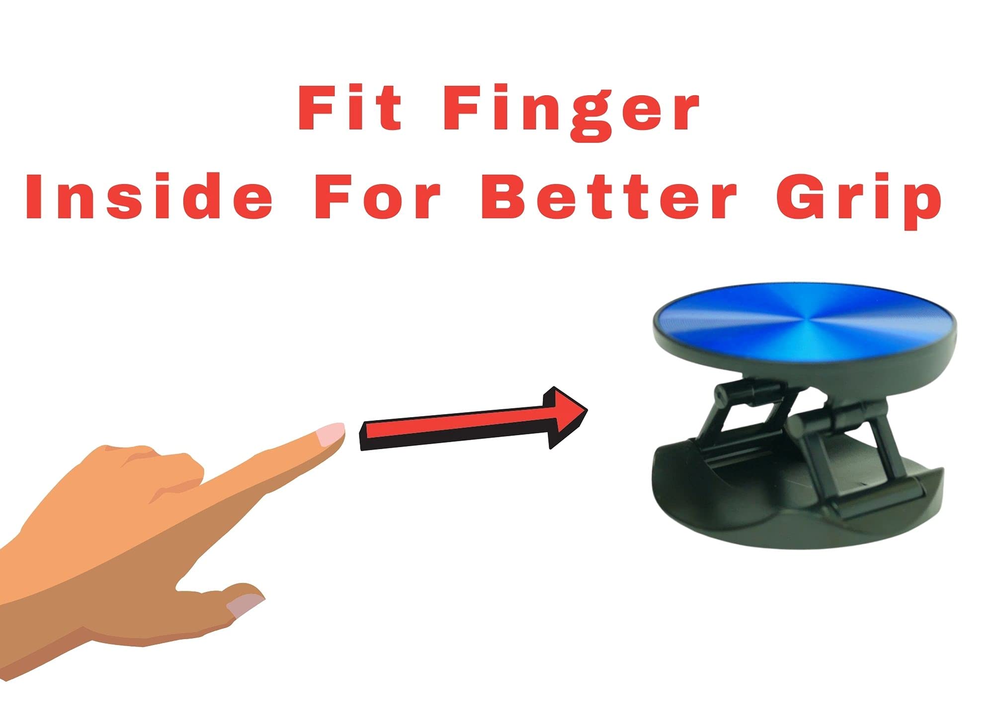 Finger Phone Grip Holder for iPhone & Samsung - Adjustable Phone Stand for Desk, Car & Home Use - Anti-Slip Phone Socket (Blue) - Perfect for Watching Videos, Taking Selfies & Hands-Free Calling