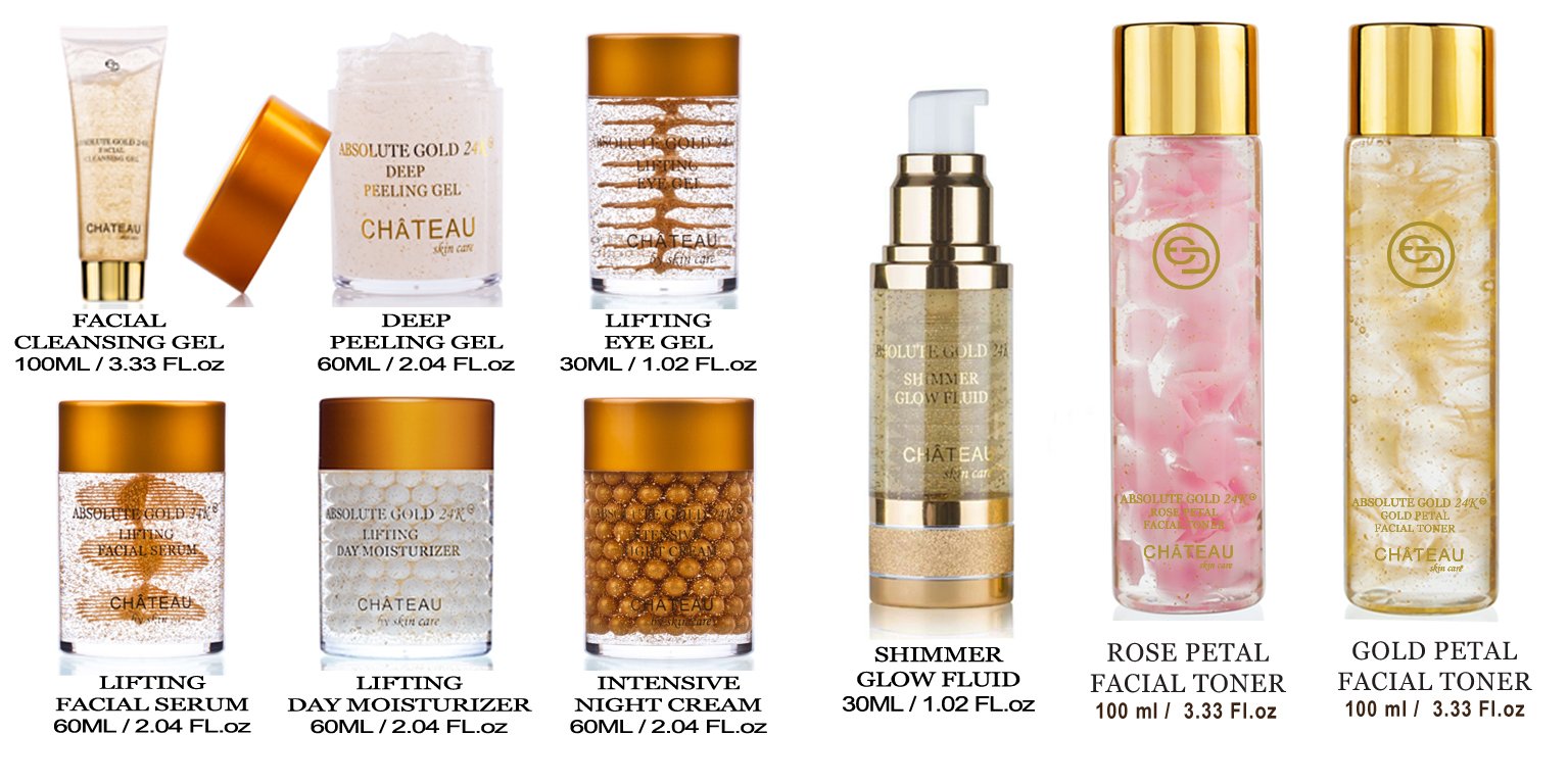 24K Gold Rose Petal Facial Toner & Serum Duo - Anti-Aging Collagen, Hyaluronic Acid & Peptides for All Skin Types - Hydrating & Lifting Treatment for Day & Night Skincare Routine