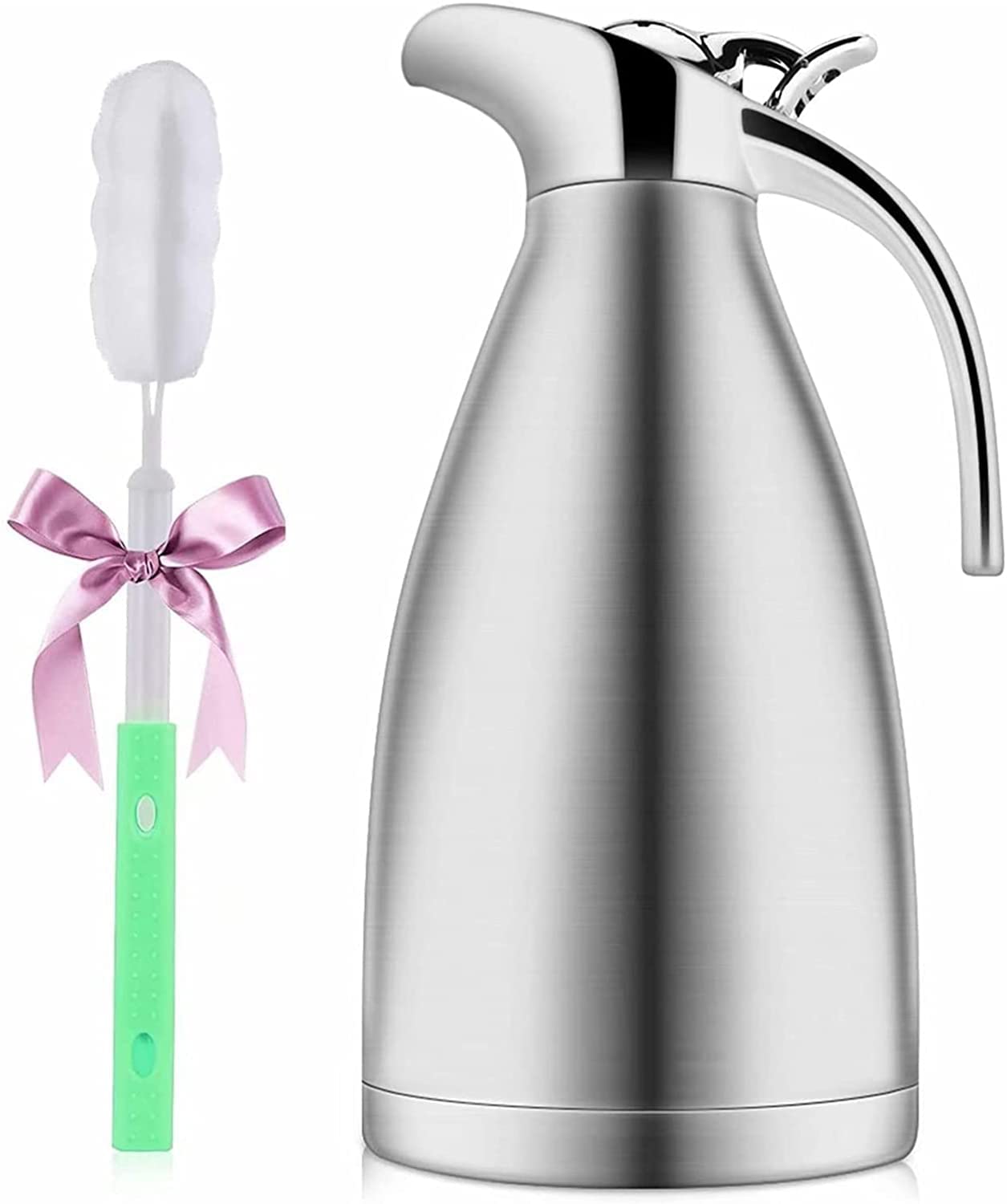 Luvan 2L 18/10 Stainless Steel Thermal Insulated Carafe - Leak-Proof, Burn-Resistant, Double-Wall Vacuum Coffee Tea Beverage Thermos - Perfect for Home, Office & Outdoor Use