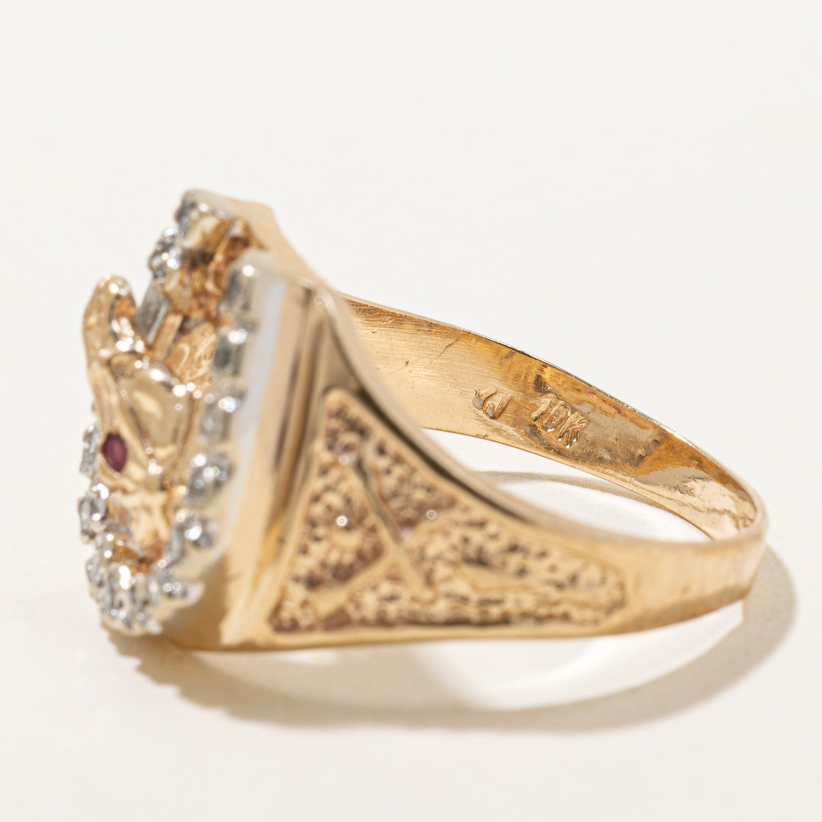 Diamond & Ruby Horse Cocktail Ring - 0.21ctw Gemstone, 0.02ct Diamond, Size 9 - Elegant Statement Jewelry for Women, Perfect for Parties, Weddings & Special Occasions
