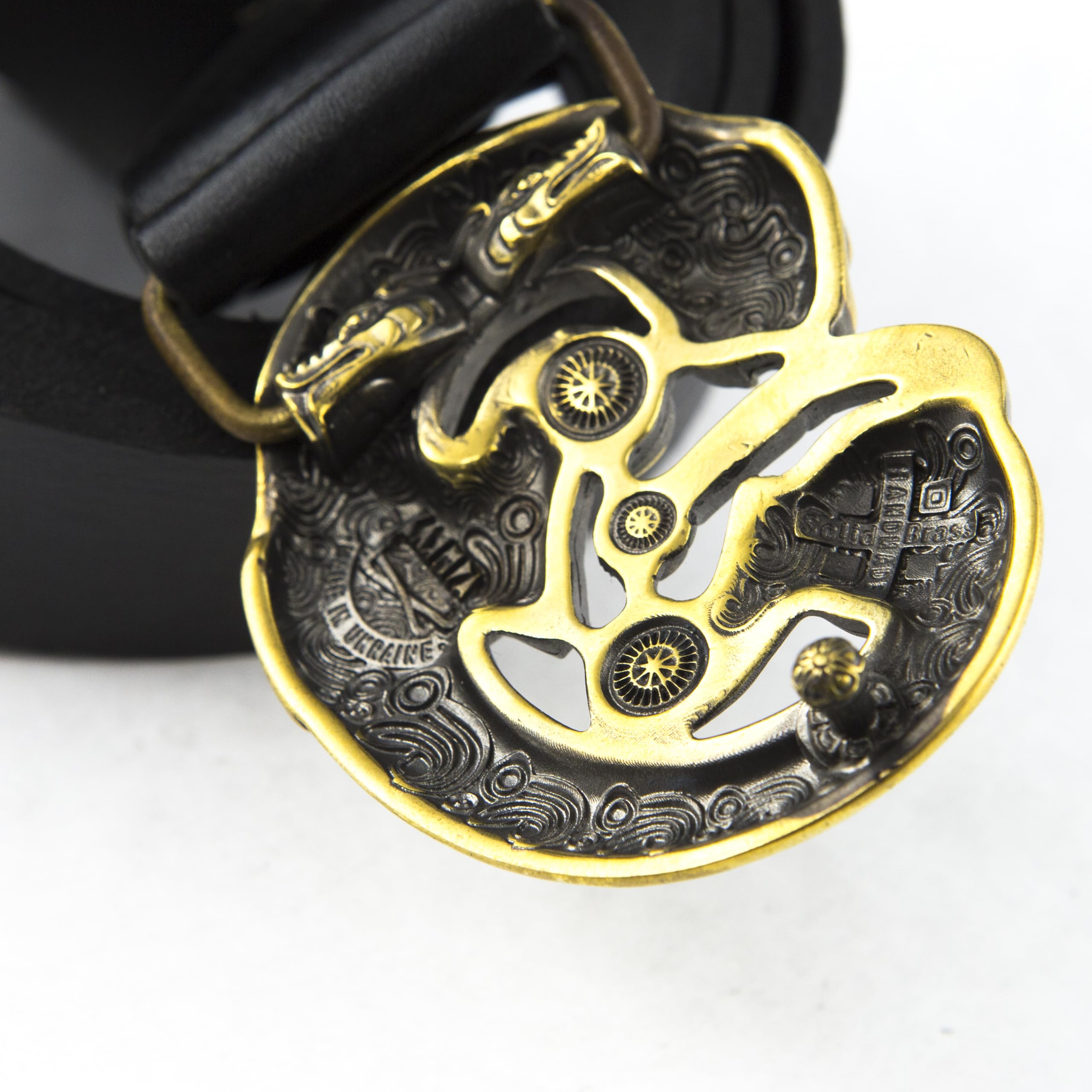 Handmade Scythian Art Leather Belt with Ornamental Brass Buckle - Leopard Design for Men & Women | Perfect for Casual Wear, Renaissance Fairs & Historical Reenactments
