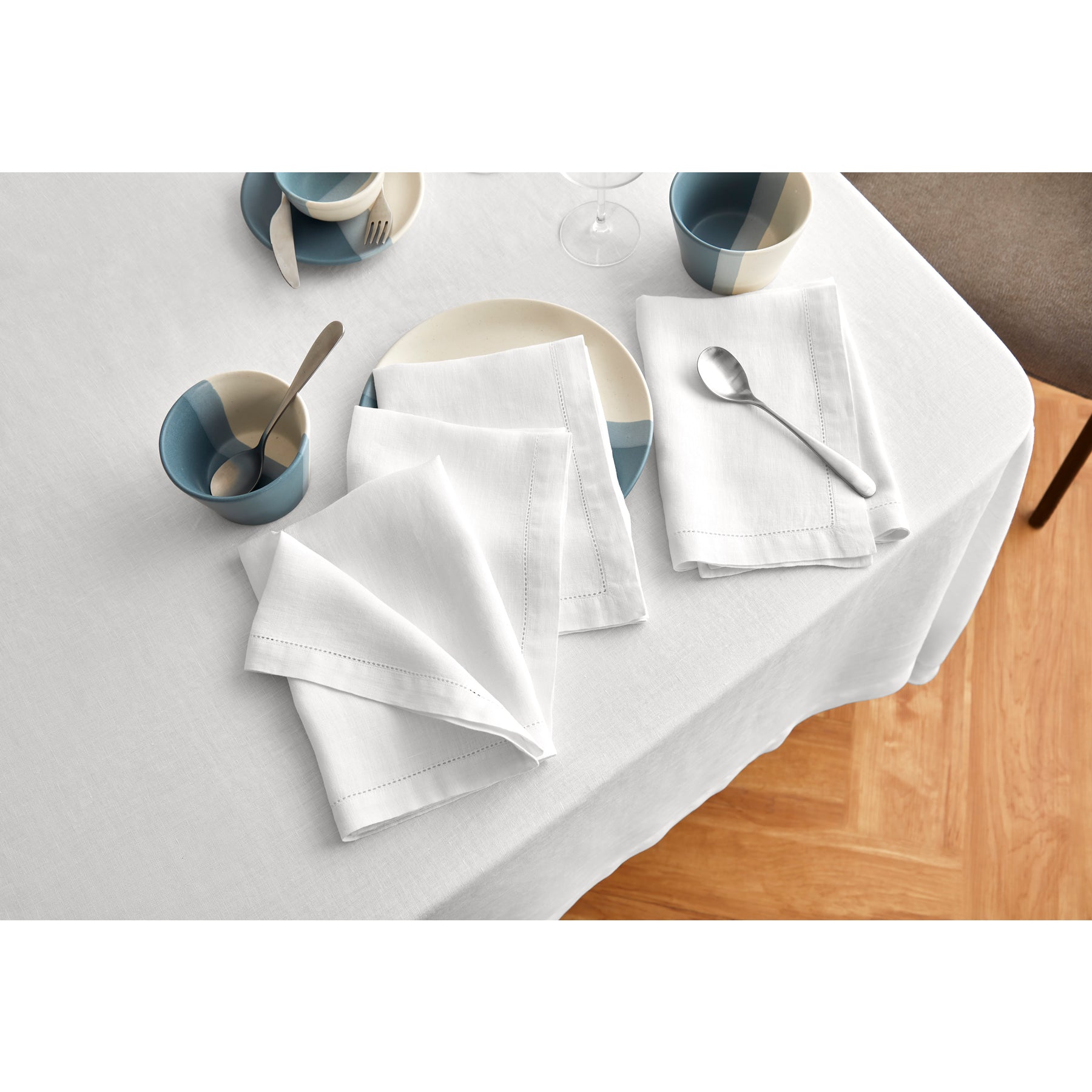 Premium Sonoma Hemstitch Napkins Set of 12 - 100% Cotton Decorative Dinner Napkins for Formal Dining, Wedding, Holiday Table Setting - Elegant Embroidered Linen-Style Napkins for Parties & Special Occasions