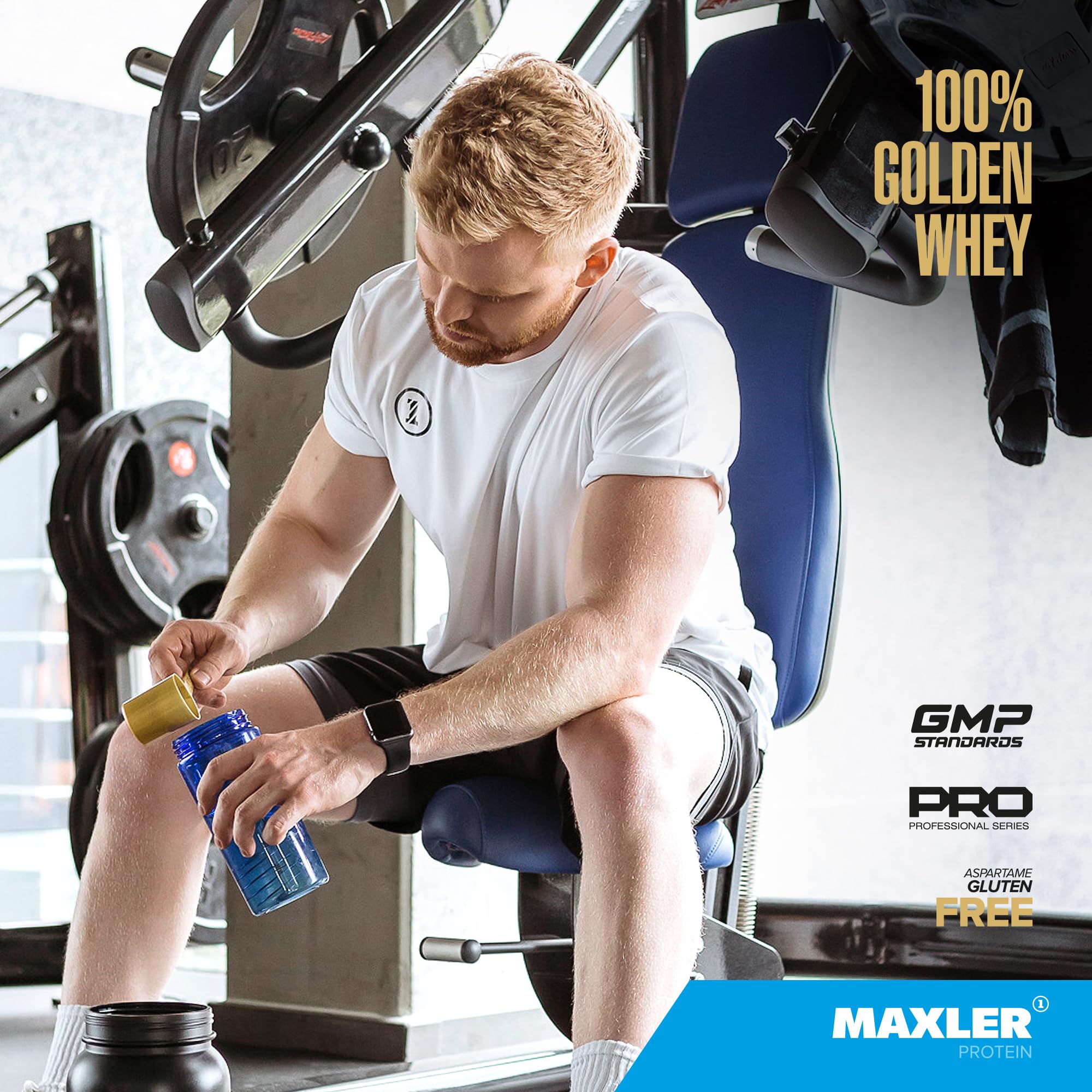 Maxler 100% Golden Whey Protein Powder - 22g Protein per Serving, Low Fat & Low Carb, Rich Chocolate Flavor (2 lbs) - Post-Workout Recovery & Muscle Building Supplement for Athletes & Fitness Enthusiasts
