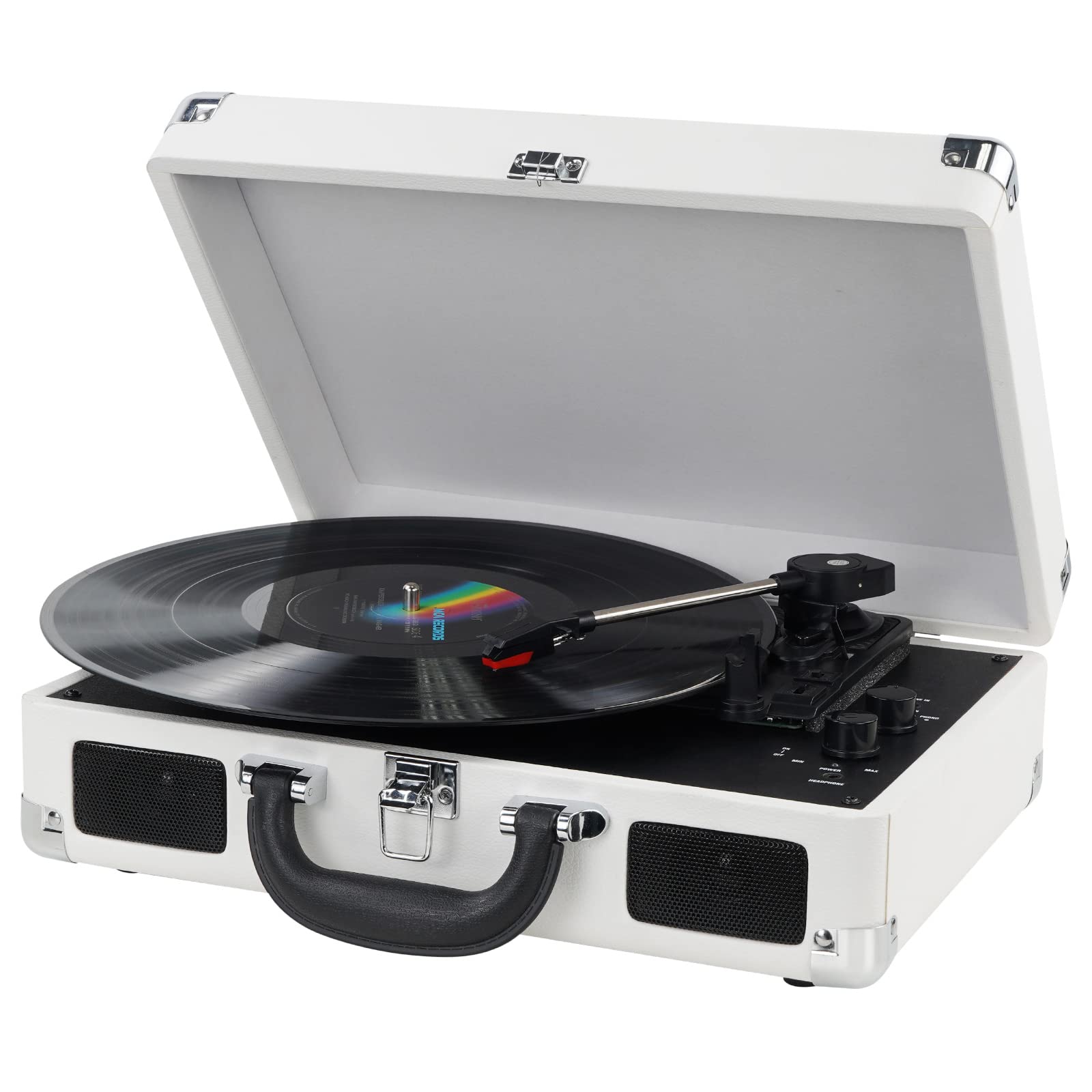 Mersoco 3-Speed Wireless Bluetooth Turntable with Built-in Speakers, RCA Output & AUX Input - Perfect for Home, Office, and Vintage Music Lovers