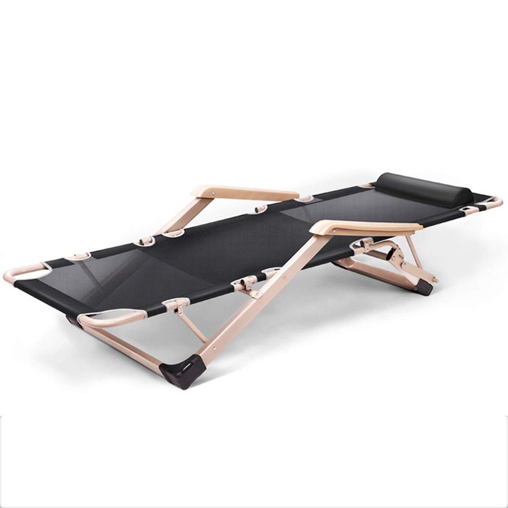 Portable Folding Chair Bed - Convertible Single Office Sleeper for Adults, Military Camping & Nap Chair - Perfect for Office Lunch Breaks, Home Guest Beds & Outdoor Travel (Black)