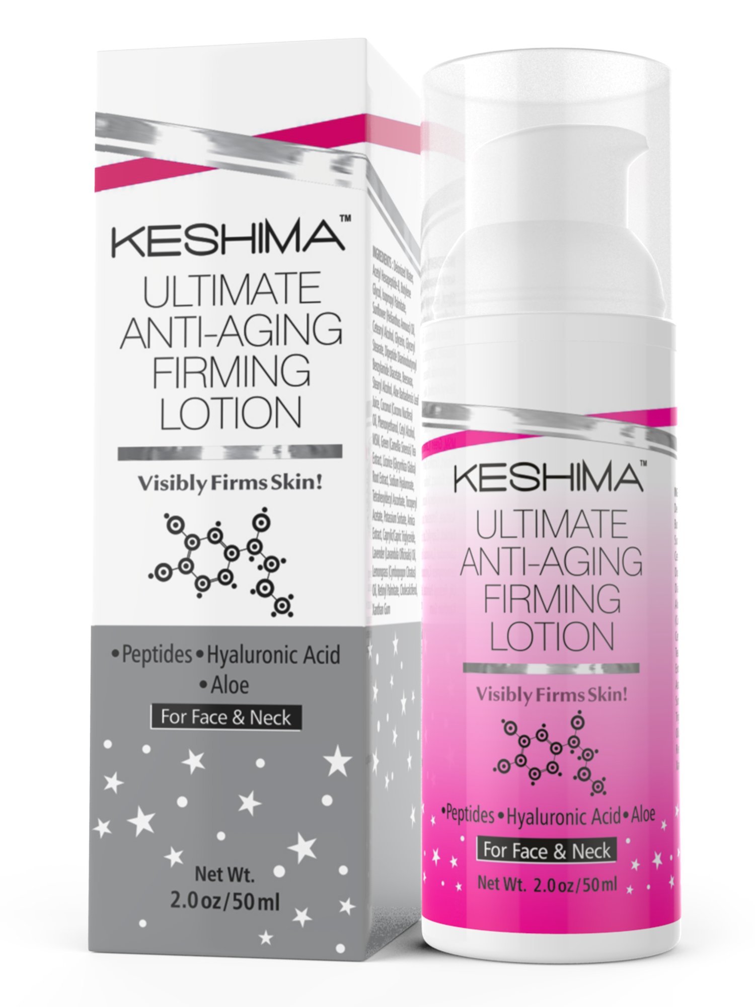 KESHIMA Anti-Aging Face & Neck Firming Cream - Tightening Lotion for Loose Sagging Skin - Wrinkle & Fine Line Reducer - Daily Skincare for Youthful Glow (Home & Travel Use)