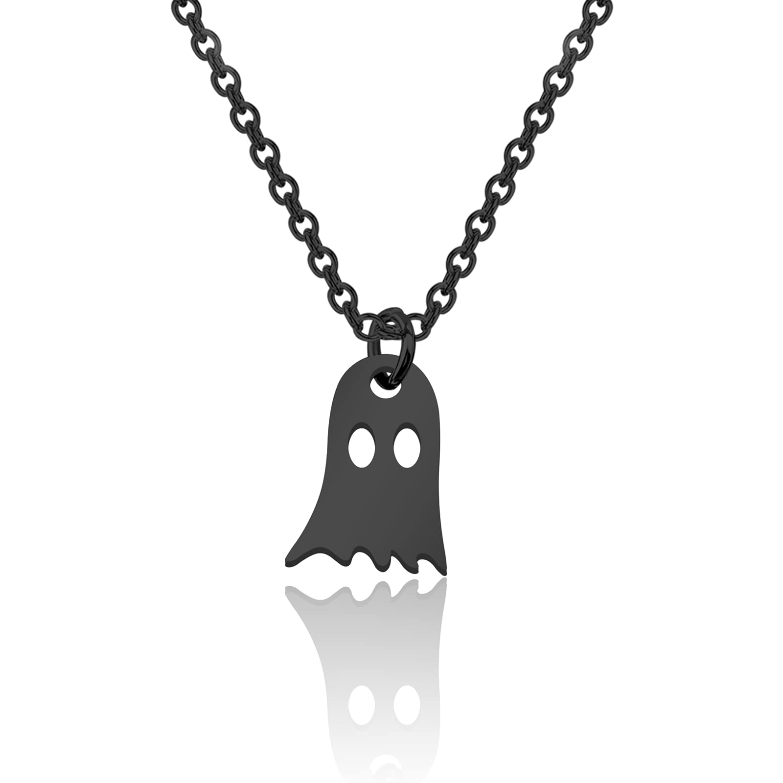 Spooky Tiny Cute Ghost Necklace Keychain Earrings Set - Halloween Jewelry for Women & Girls - Perfect for Costume Parties, Trick or Treating & Gothic Fashion Accessories