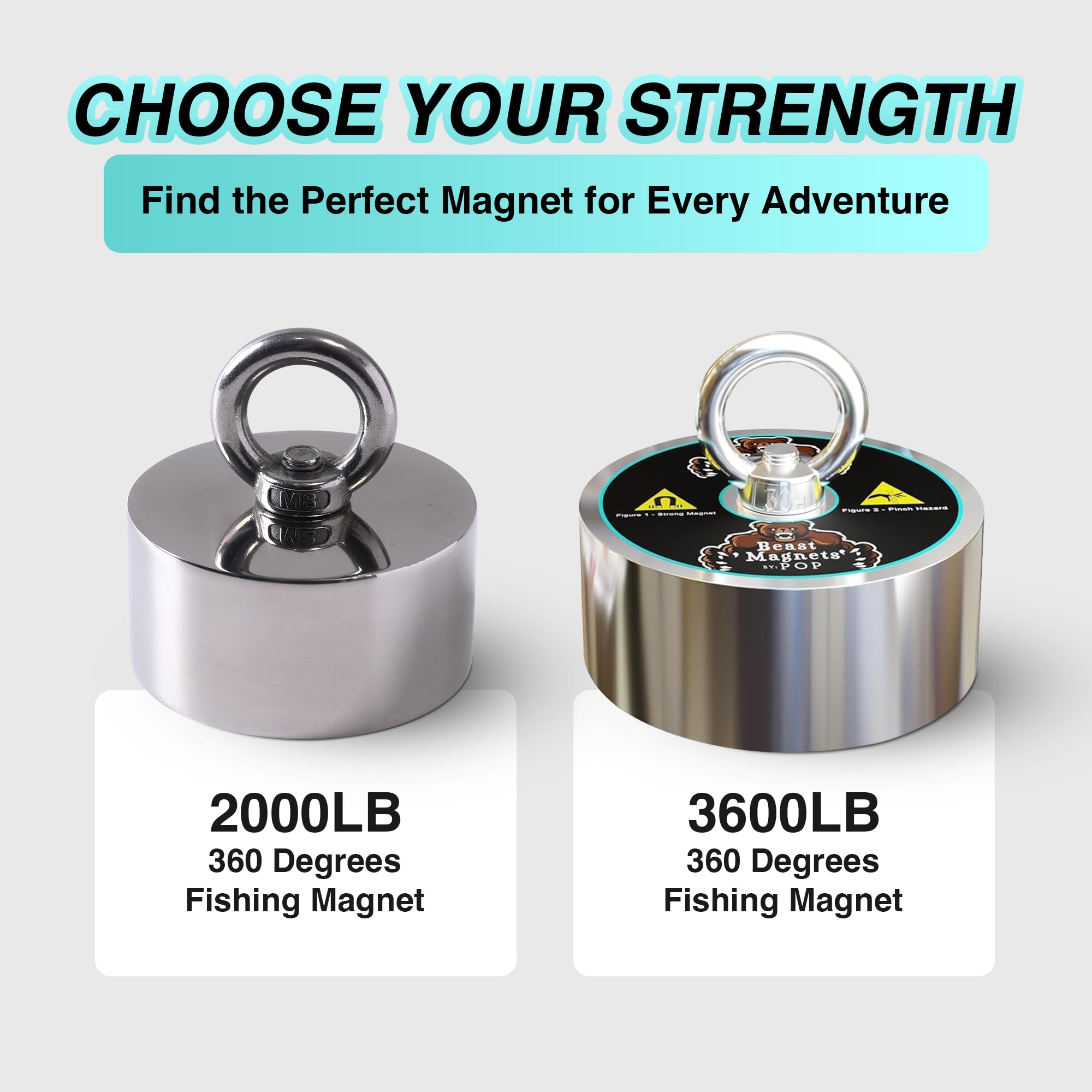 3600lb Complete 360 Degree Magnet Fishing Kit with Strong Neodymium N52 Magnets - 10mm Durable 65ft Rope, Carabiner & Gloves Included | Perfect for Underwater Treasure Hunting, Metal Detecting and Outdoor Adventures