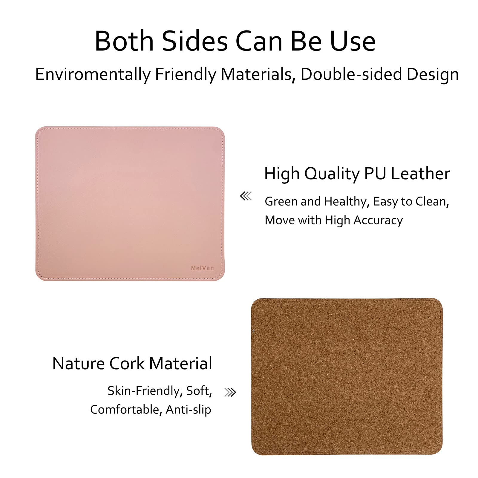 Premium PU Leather Mouse Pad with Stitched Edge - Waterproof Wooden Gaming Mouse Mat for PC, Laptop, Office & Home Use - 10.2