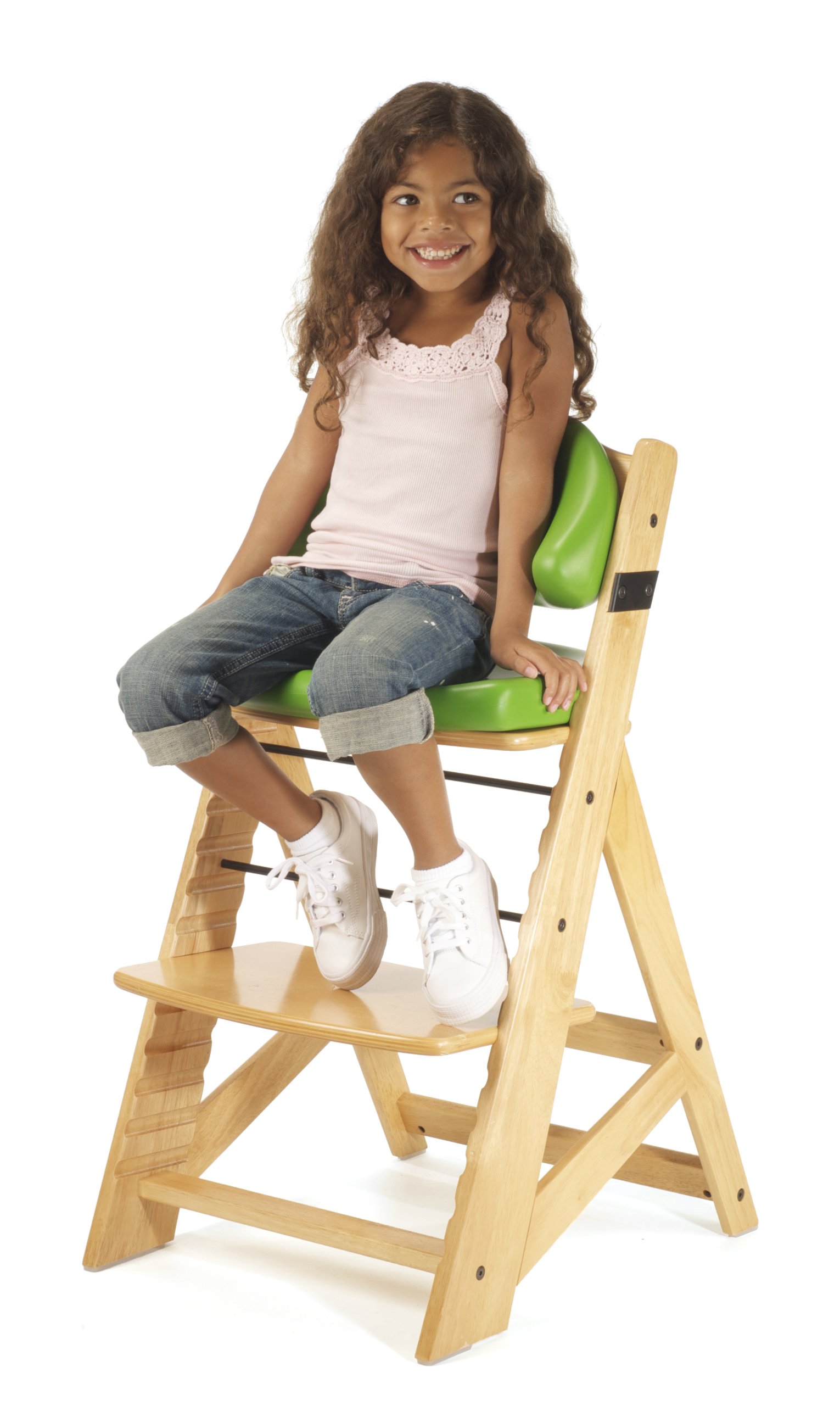 Keekaroo Height Right Kids High Chair with Comfort Cushions - Adjustable Baby Feeding Chair, Natural/Lime (0055203KR-0002) - Perfect for Dining, Kitchen & Family Mealtime