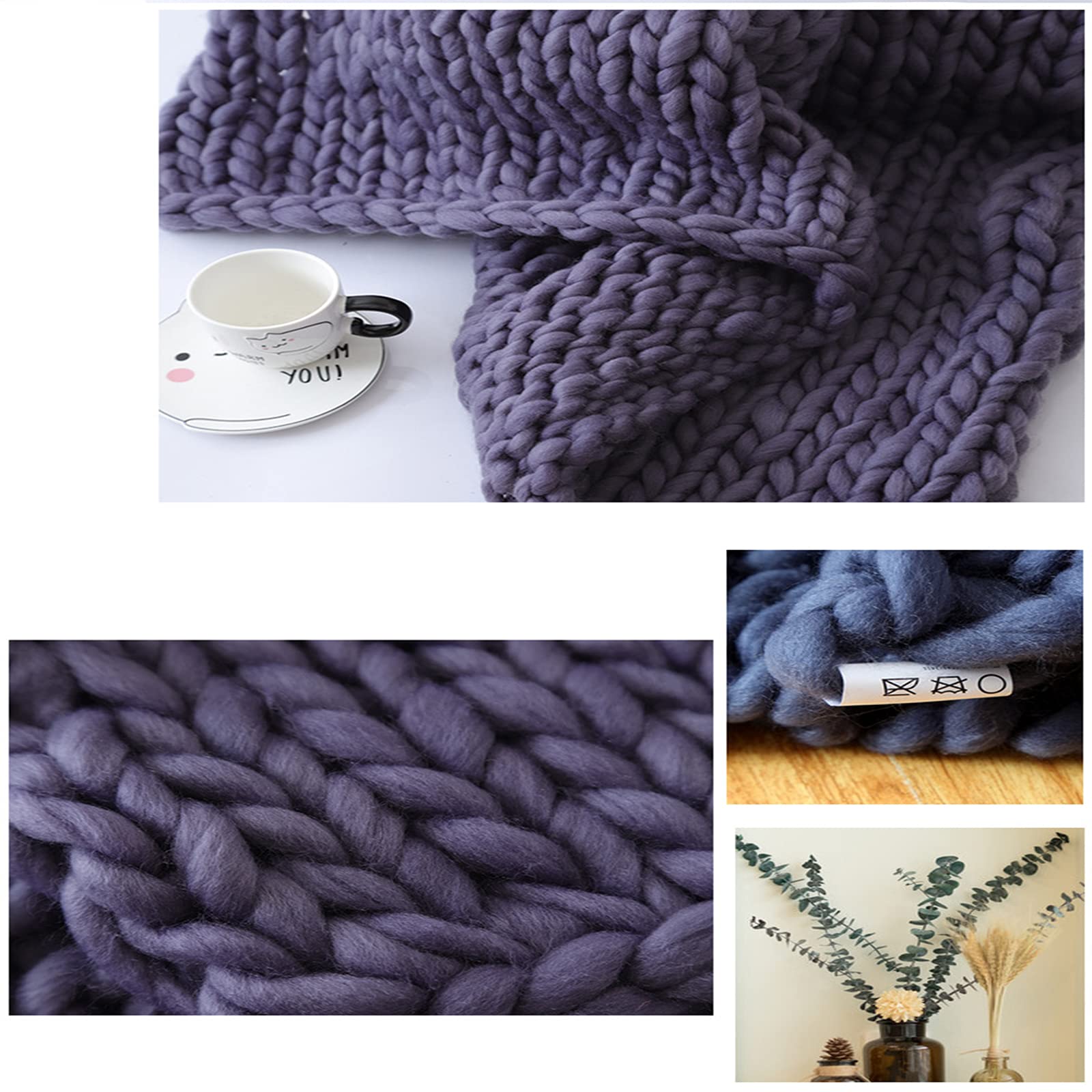 Chunky Knitted Blanket - Extra Large Soft Cozy Throw Blanket for Couch, Bed & Sofa | Home Decor Gift Idea in Beige | Perfect for Snuggling, Lounging & Winter Warmth