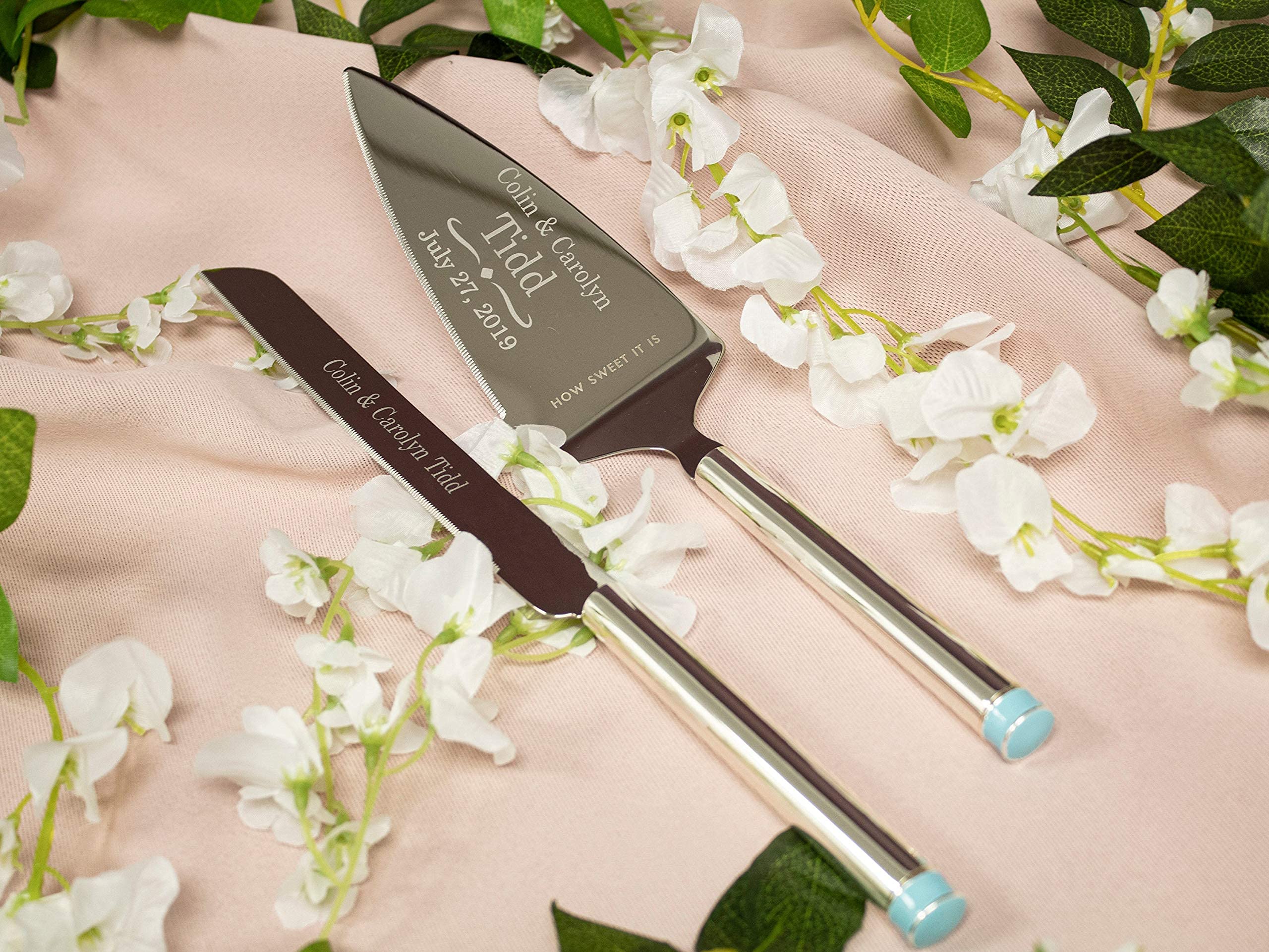 Kate Spade Bridal Take the Cake Personalized Wedding Cake Knife and Server Set - Custom Engraved Cake Cutting Gift for Bride & Groom - Perfect for Wedding, Anniversary & Bridal Shower Celebrations