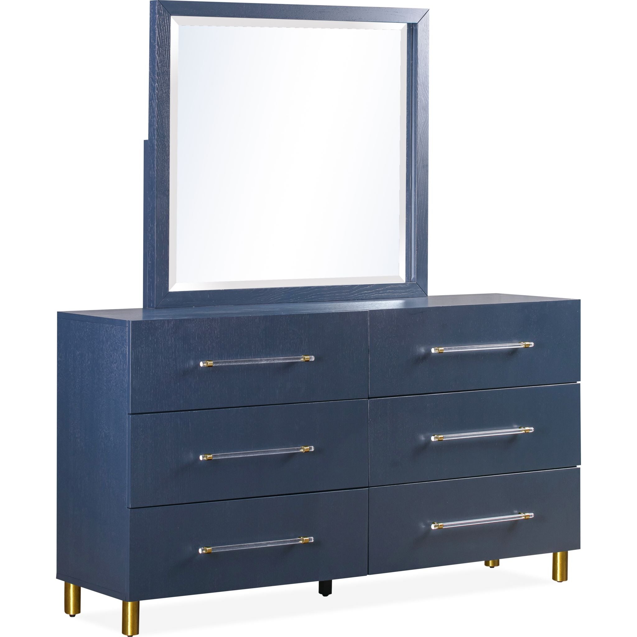 Argento Dresser and Mirror Set - Misty Grey Finish | Modern Bedroom Dresser with Mirror for Home Decor & Organization