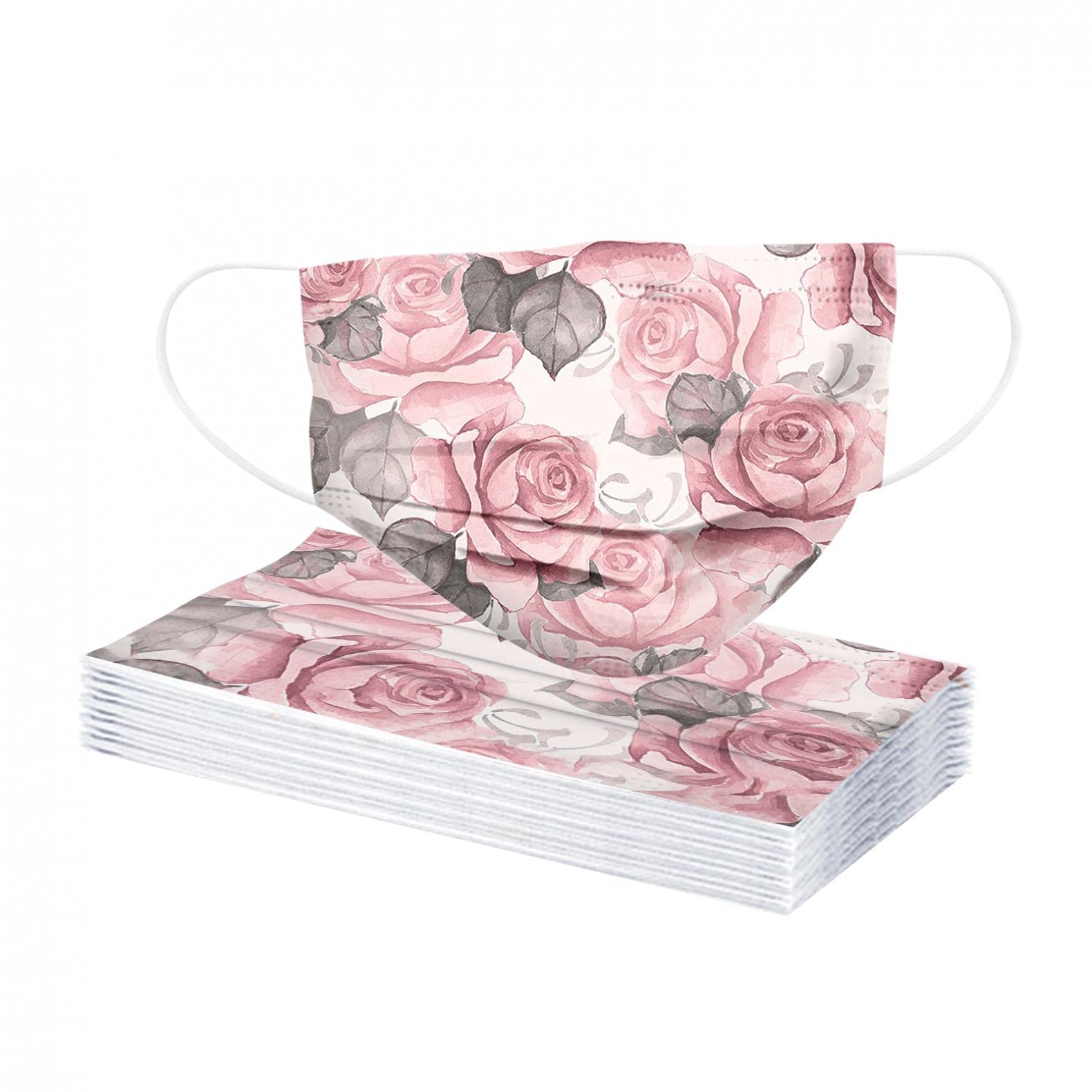 Women's Floral Disposable Face Masks - Funny Patterned Disposable Masks with Cute Designs for Girls & Adults | Perfect for Daily Use, Travel, and Outdoor Activities