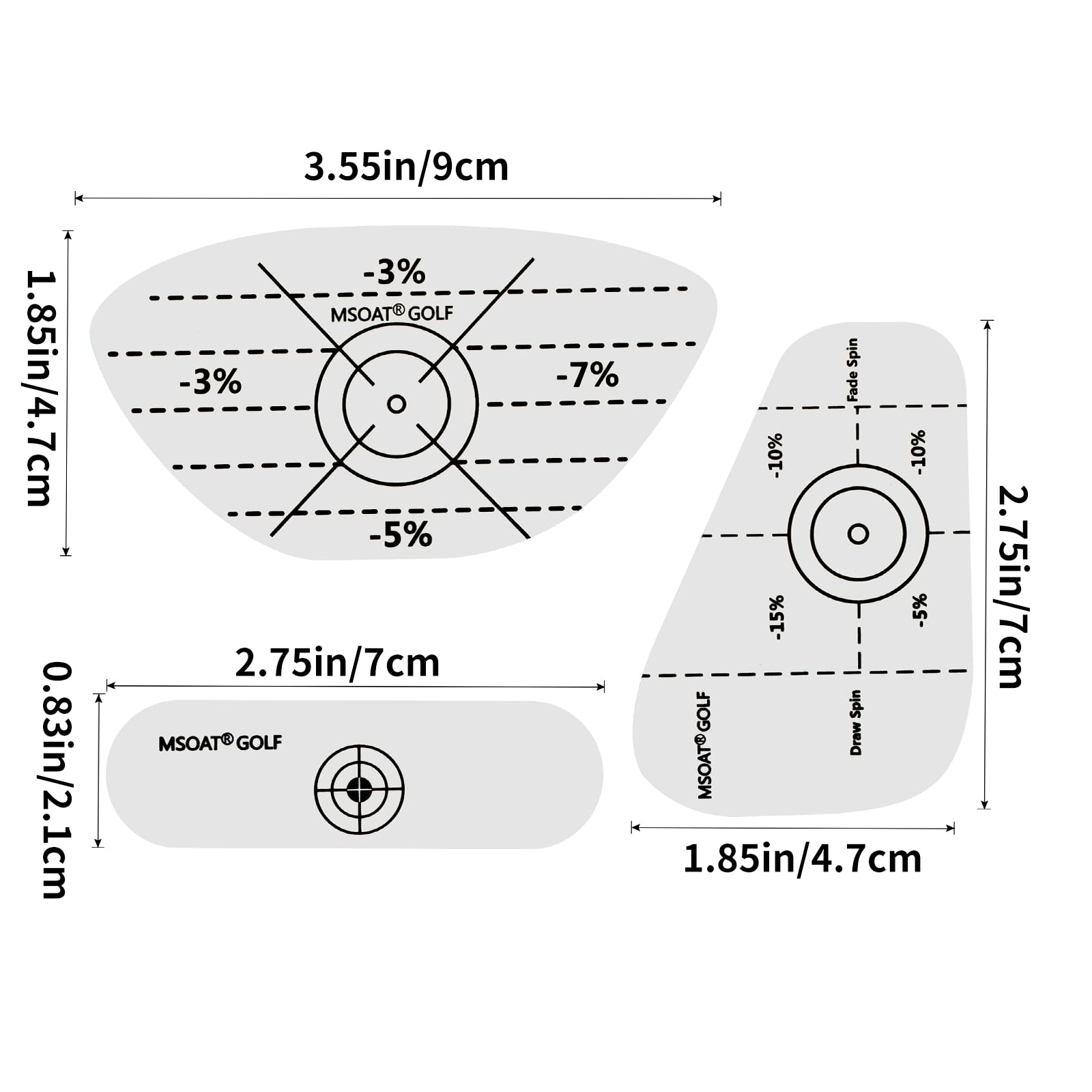 MSOAT Golf Impact Tape Labels - Self-Teaching Sweet Spot & Swing Consistency Analyzer - Improve Golf Swing Accuracy & Distance - 3-in-1 Club Impact Stickers for Practice & Training | Perfect for Driving Range, Lessons & Home Practice