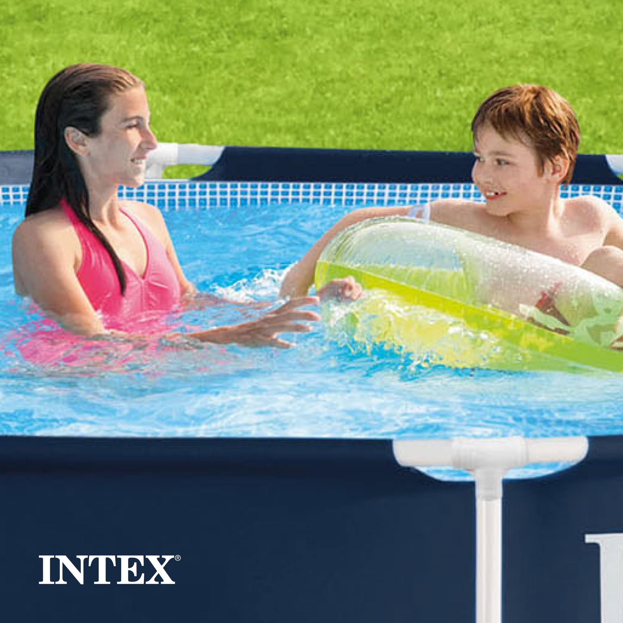 Intex 12ft x 30in Round Metal Frame Above Ground Swimming Pool with 530 GPH Filter Pump - Outdoor Backyard Family Pool for Summer Fun, Parties & Relaxation