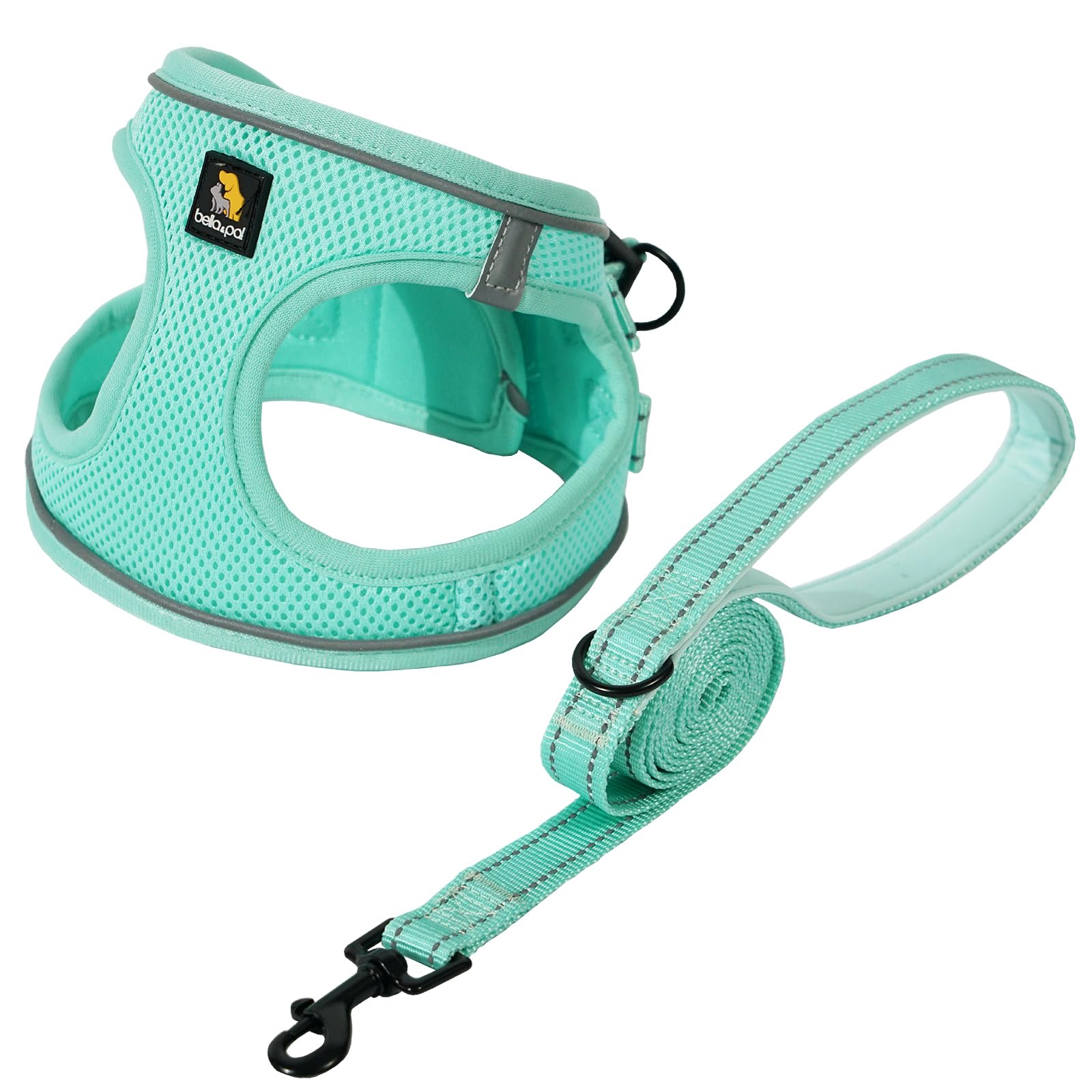 BELLA & PAL No-Pull Puppy Harness with Leash Set - Adjustable Step-in Dog Harness for Small & Extra Small Dogs - Light Green XS Harness for Walking, Training & Outdoor Adventures