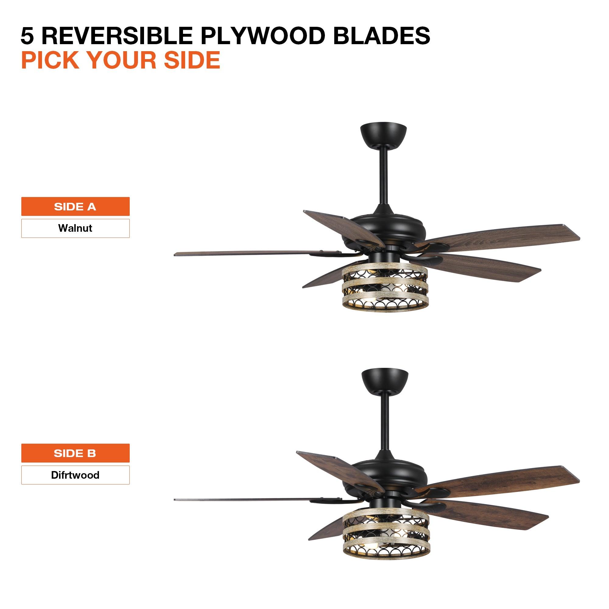52 Alward Smart Ceiling Fan with LED Light Kit - Remote Control, Dimmable, Energy Efficient - Perfect for Bedroom, Living Room, and Office