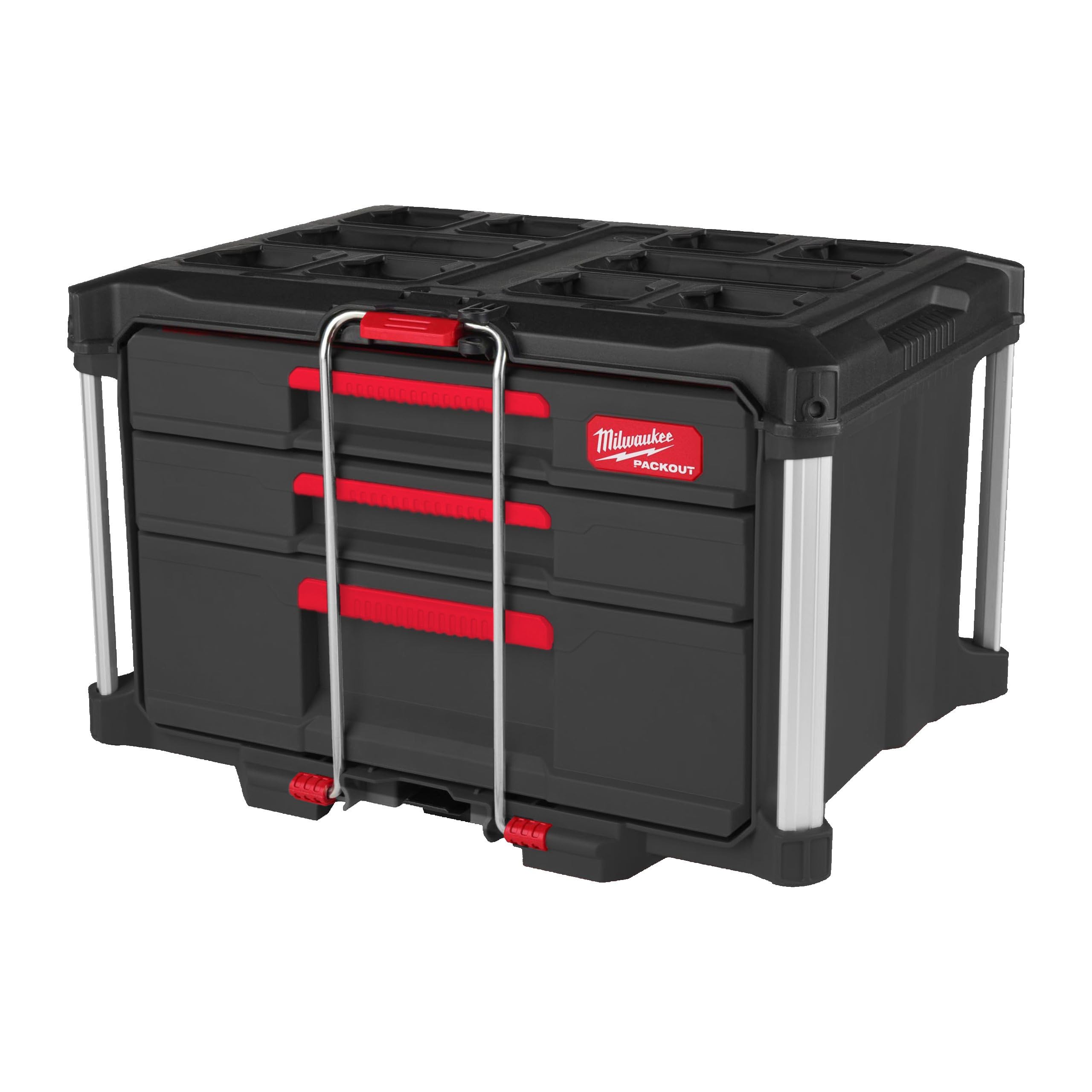 Milwaukee Packout 2-Drawer + 1-Drawer High Tool Storage System - Durable Stackable Organizer for Construction, Automotive & Workshop Tools - Perfect for Job Sites, Garages & Professional Tool Organization
