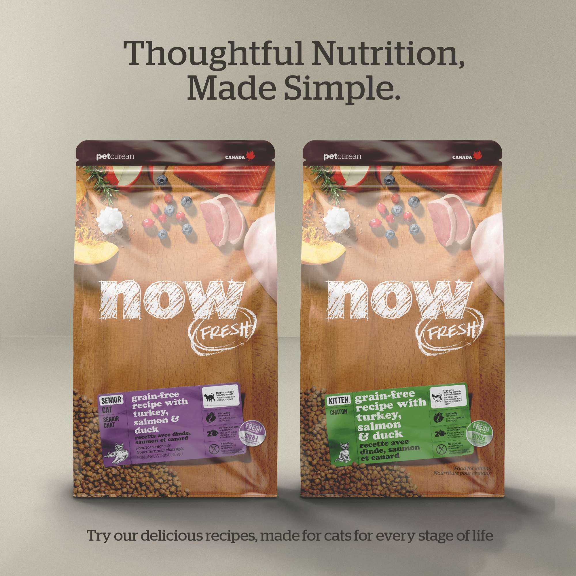 Now Fresh Grain Free Dry Cat Food - Turkey, Salmon & Duck Recipe with Real Meat & Fish - 16lb & 3lb Value Bundle for Adult Cats - Perfect for Indoor & Outdoor Felines