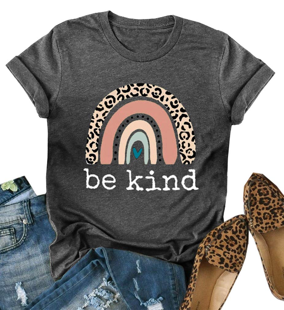 Be Kind Graphic T-Shirts for Women - Short Sleeve Summer Casual Loose Fit Teacher Tees | Perfect for Classroom, Work, and Everyday Wear