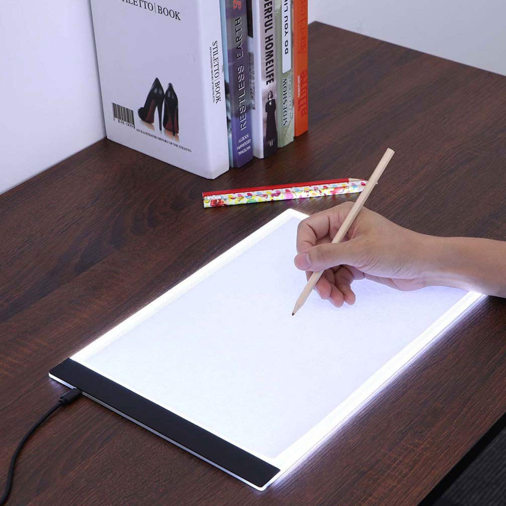 Exceart LED Light Drawing Pad for Kids - A4 Thin Copy Board with Bright LED Lamp, Desk ID Holder & Keychain - Digital Projector & Drawing Tablet for Whiteboard - Perfect for Art, Learning & Creative Play at Home or School