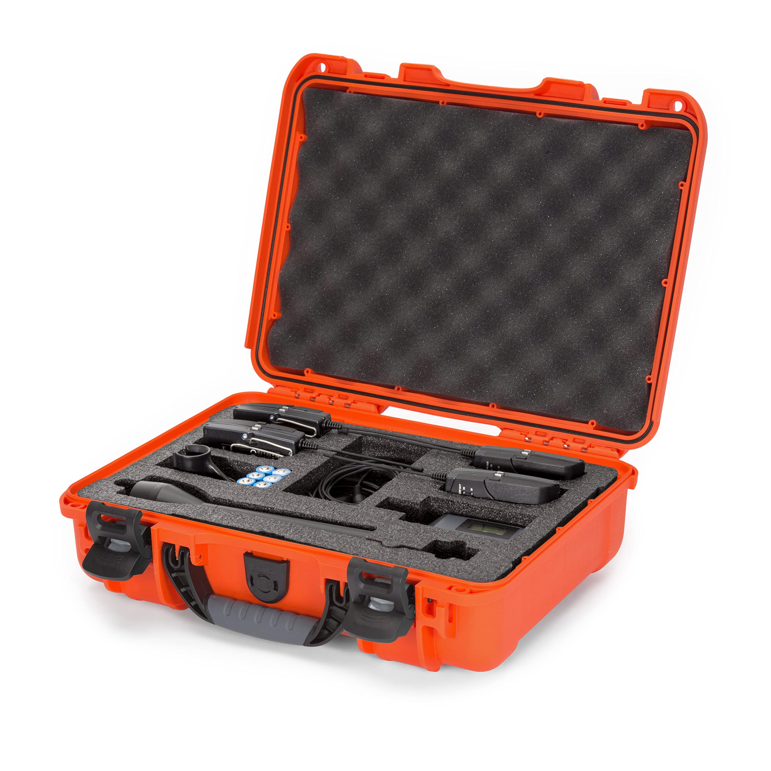 Nanuk 910 Waterproof Hard Case with Custom Foam Insert for Sennheiser ENG/Senal Microphones - Orange | Durable Protection for Audio Equipment in Outdoor, Travel & Studio Use