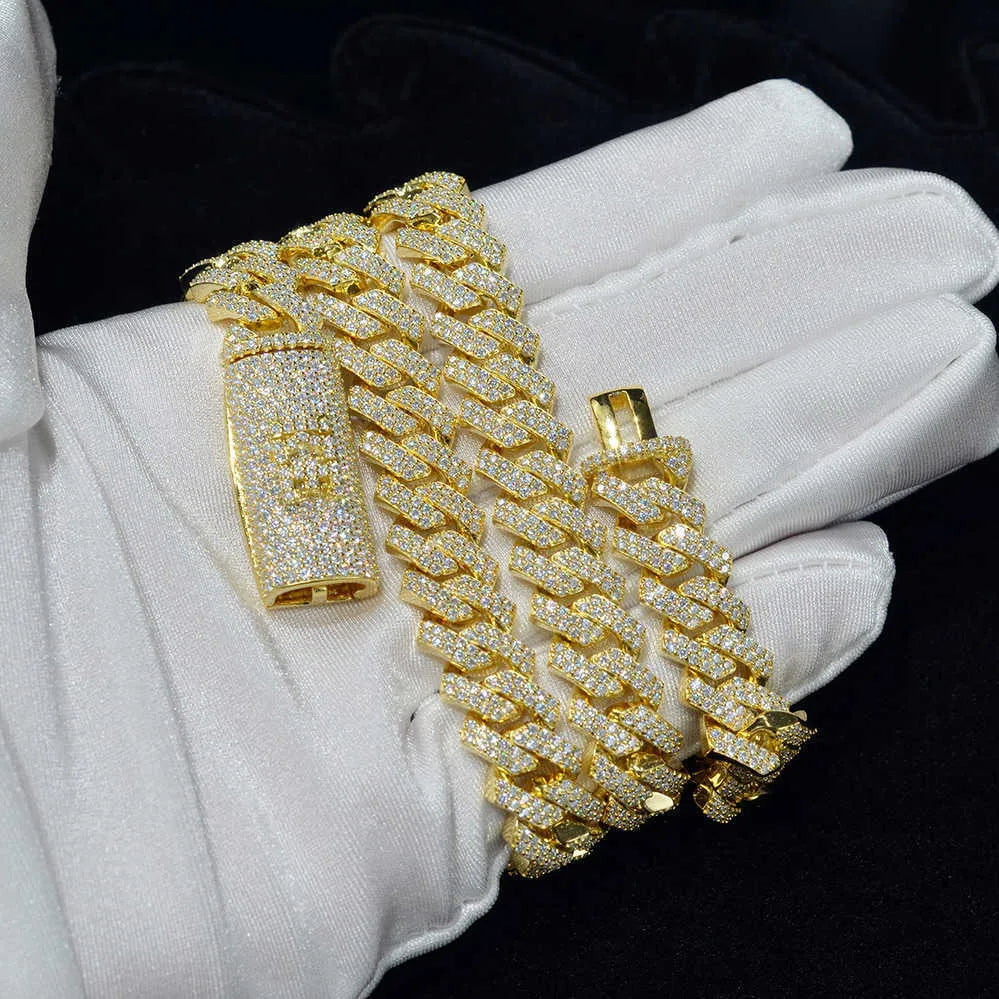 24K Gold Plated Moissanite Cuban Link Chain Necklace for Men & Women - Iced Out Hip Hop Jewelry for Parties & Gifts
