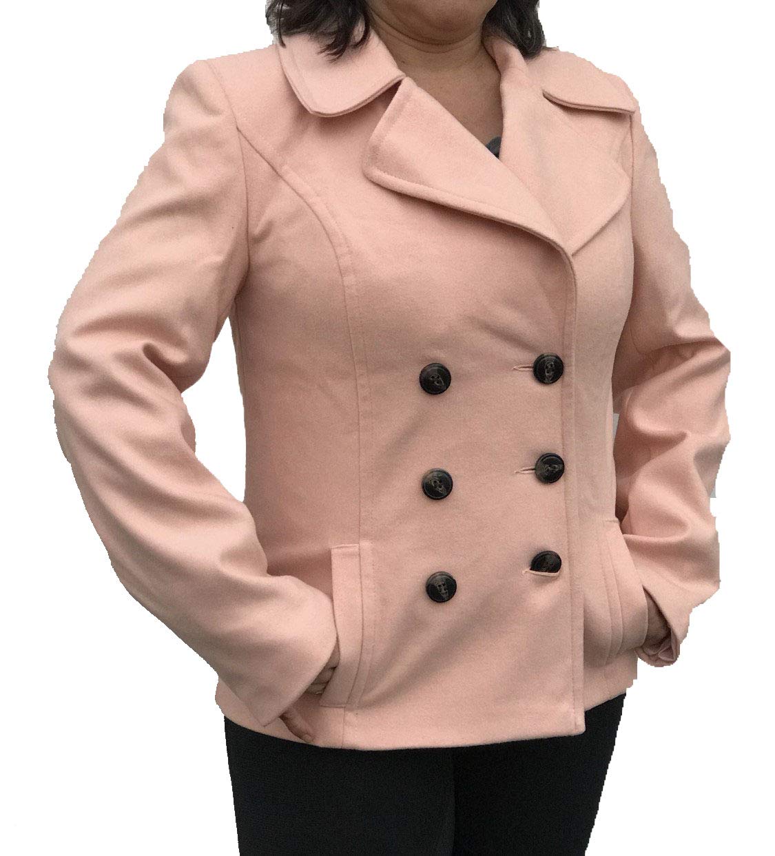 Simply Styled Women's Button Coat Jacket - Rose Cloud Color | Classic Trench Coat for Fall & Winter | Perfect for Office, Dating & Casual Outings