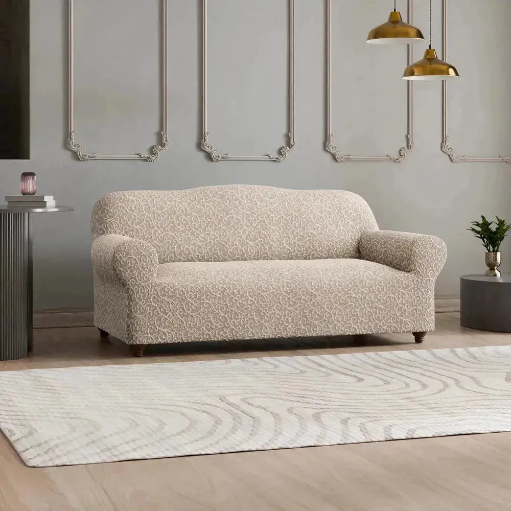 3-Seater Sofa Slipcover - Jacquard 3D Textured Stretchable Couch Cover - Perfect for Living Room, Bedroom, and Home Decor Protection