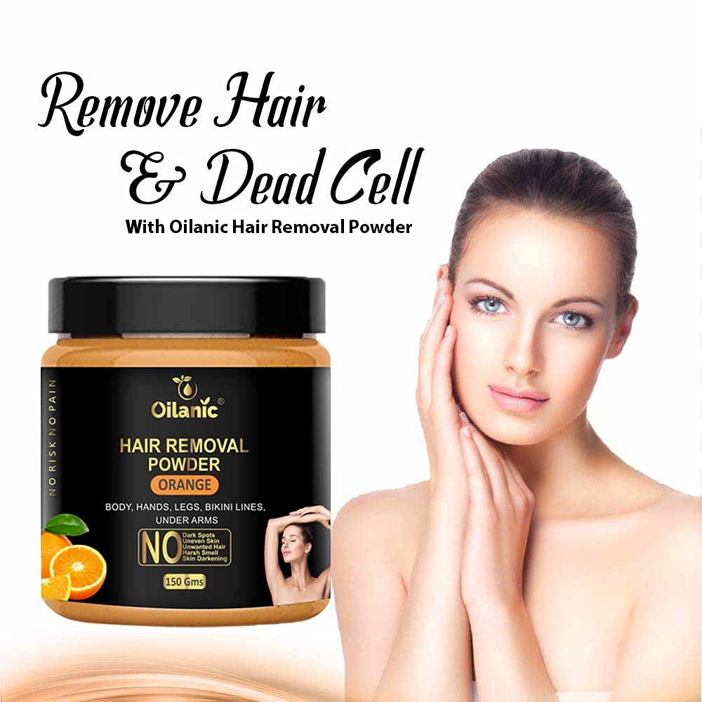 Oilanic Orange Hair Removal Powder 150g - Natural & Gentle Depilatory for Smooth Skin - Perfect for Legs, Arms, Bikini Line & Facial Hair Removal